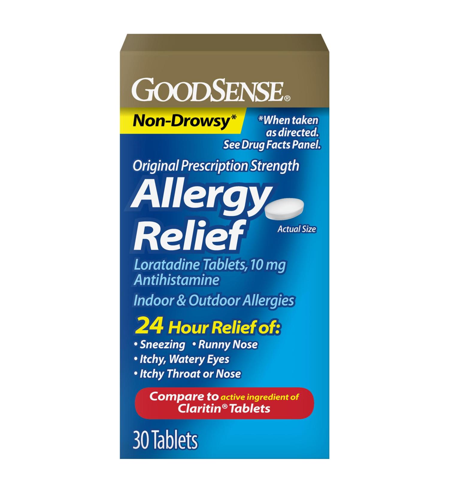GoodSense Allergy Relief Loratadine Tablets 10 mg Antihistamine Allergy Medicine for 24 Hour Allergy Relief 30 Count - Buy Online on GoSupps.com