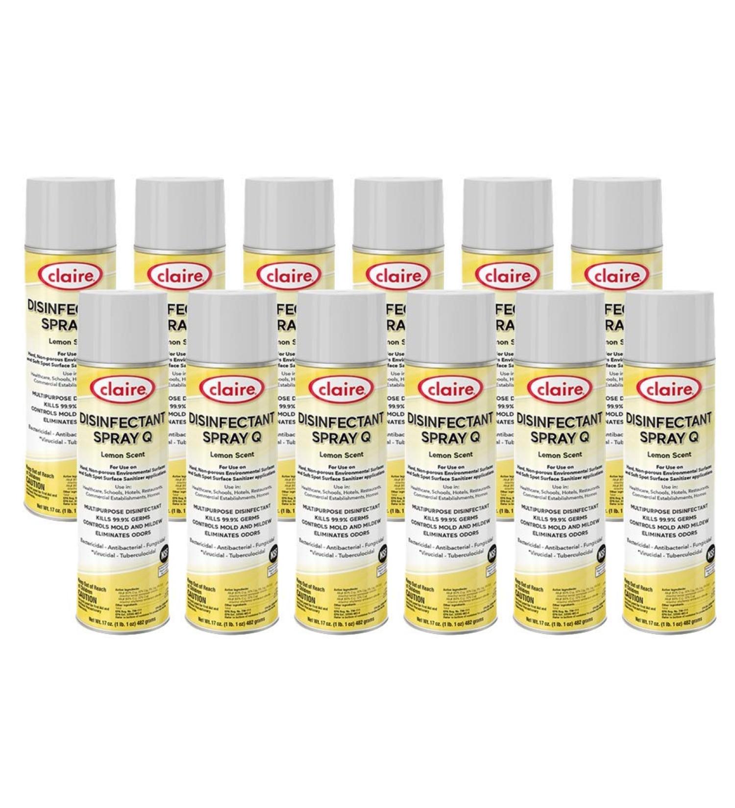 Claire Cl1002-pk Disinfectant Spray Q- Scent Lemon 12 Count