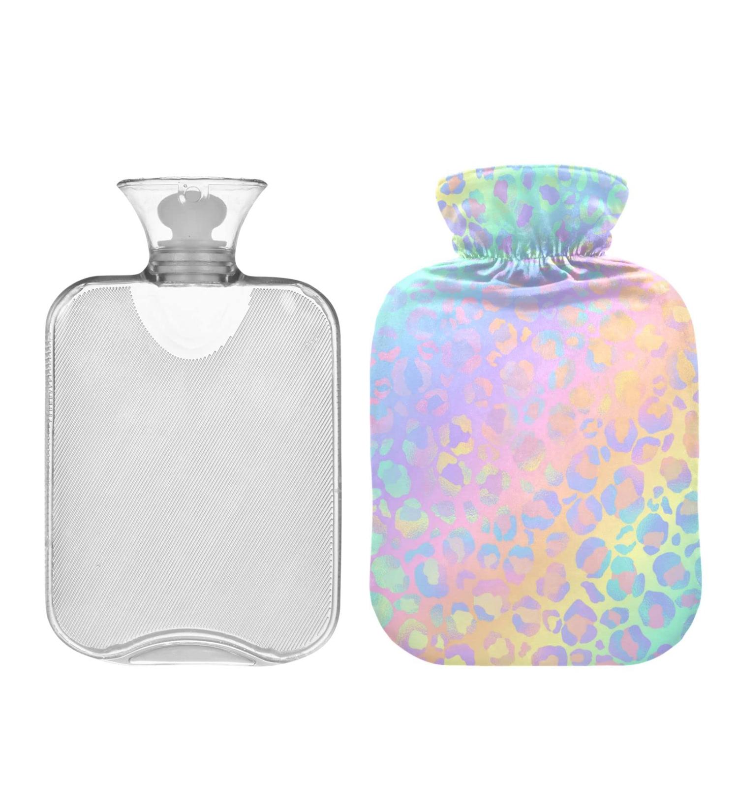 Rainbow Leopard Print Hot Water Bottle 2L - Neon Pain Relief & Winter Hand Feet Warmer - Buy Online on GoSupps.com