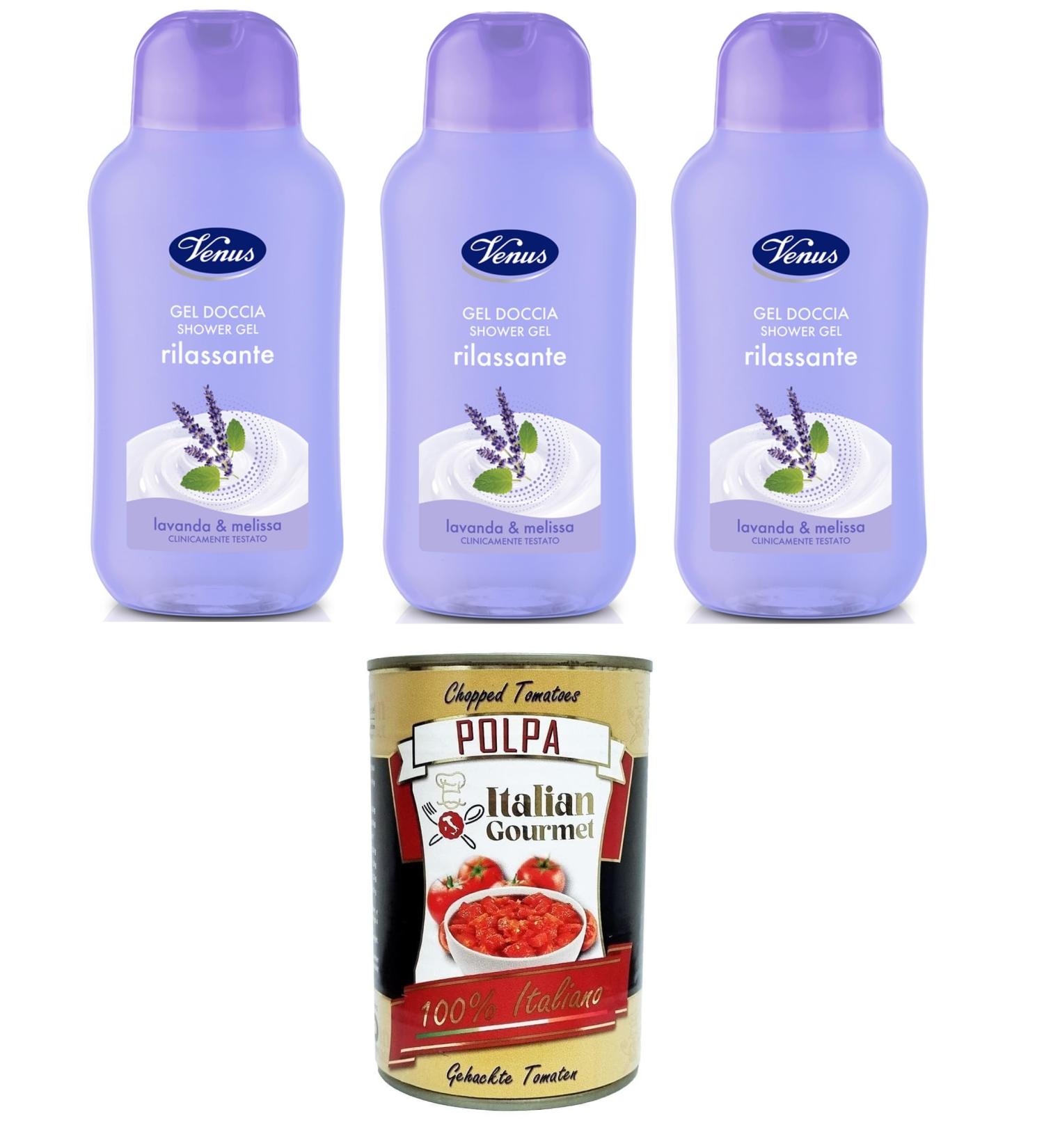  Italian Gourmet E.R. Venus Relaxing Shower Gel Lavender and Lemon Balm 3 x 250 ml + Italian Gourmet Pulp 400 g - Buy Online on GoSupps.com