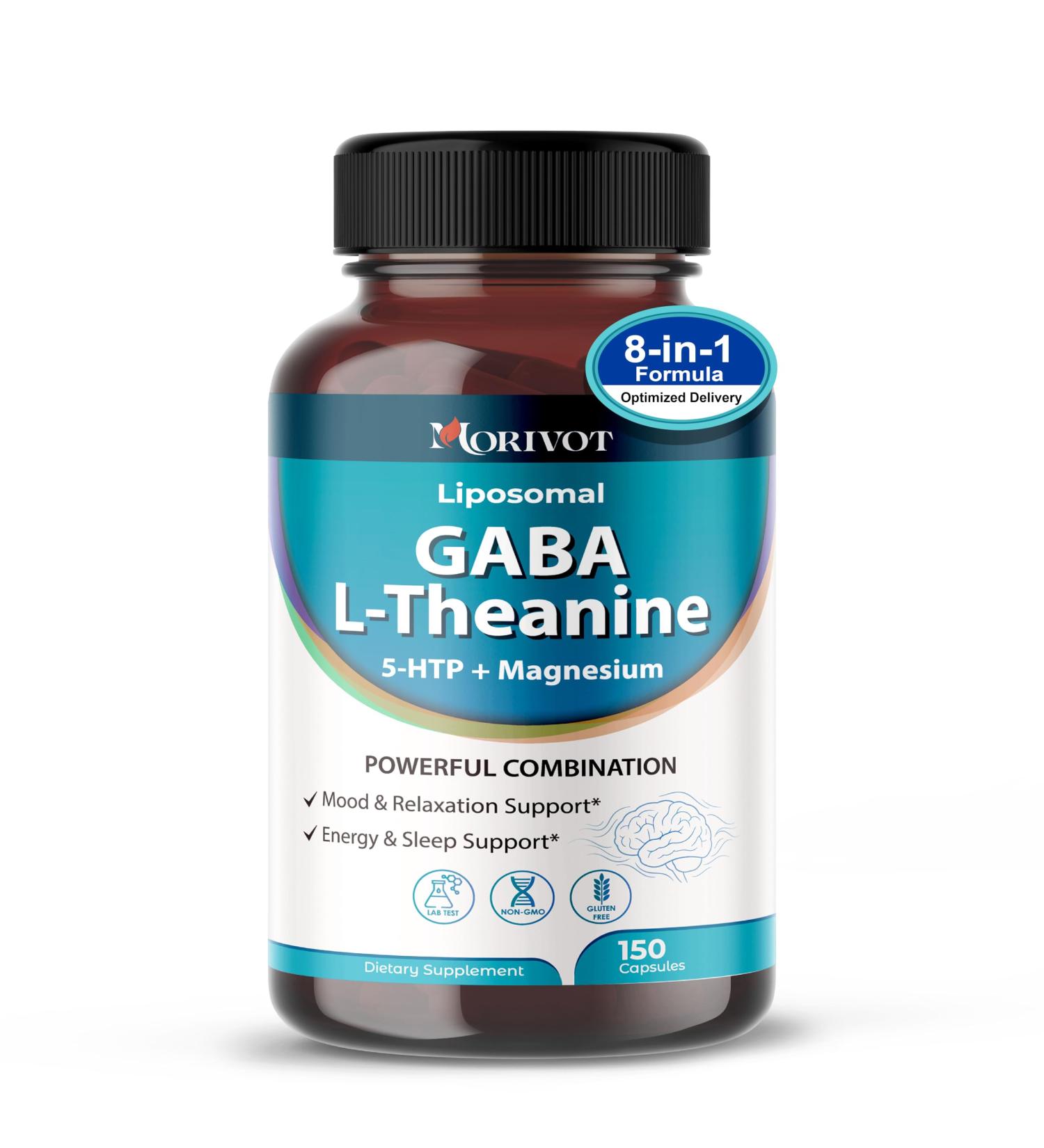 Liposomal GABA & L-Theanine with 5-HTP and Magnesium | Supports Relaxation Mood & Sleep Health | 150 Capsules 150 count (pack of 1) - Buy Online on GoSupps.com