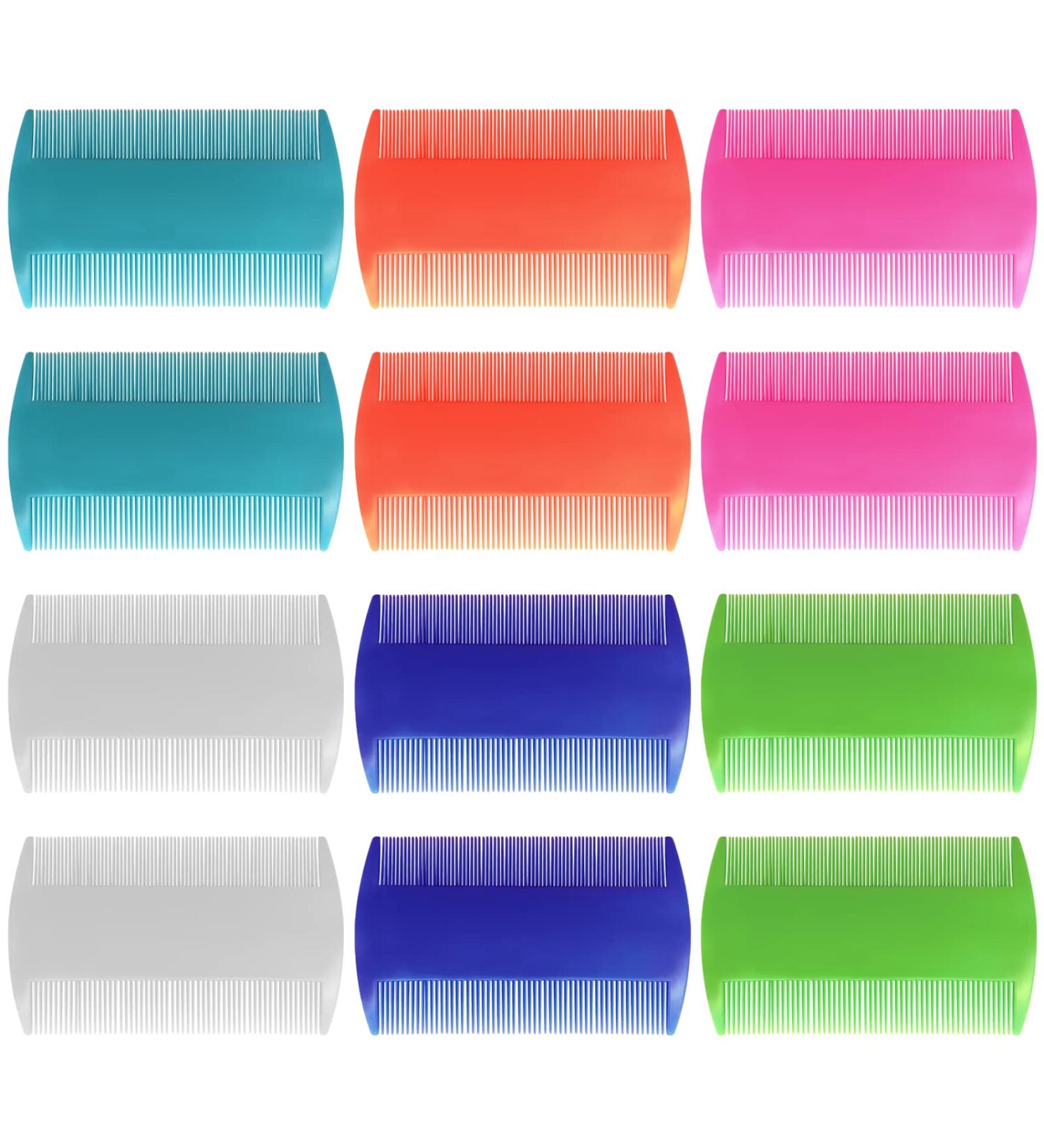 BLMHTWO 12 Pieces Nit Comb Nit Combs Plastic Flea Comb Double Sided Lice Combs with Dense Fine Tooth Smooth Durable Effective Removing Fleas Head Lice Combs for Thick Hair Kids Cats Pets 6 Colors - Buy Online on GoSupps.com