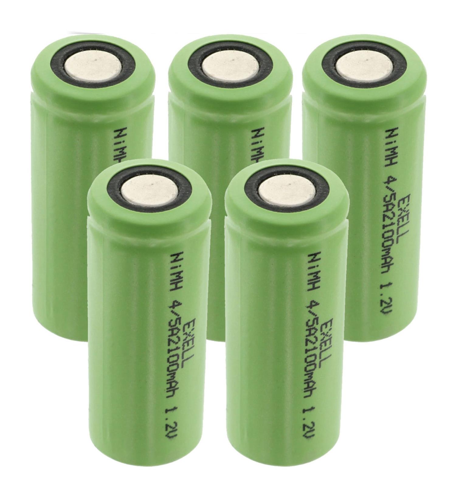 5x Exell 1.2V 4/5A 2100mAh NiMH Rechargeable Flat Top Batteries use with electric razors toothbrushes high power static applications (Telecoms UPS and Smart grid) electric tools electric mopeds