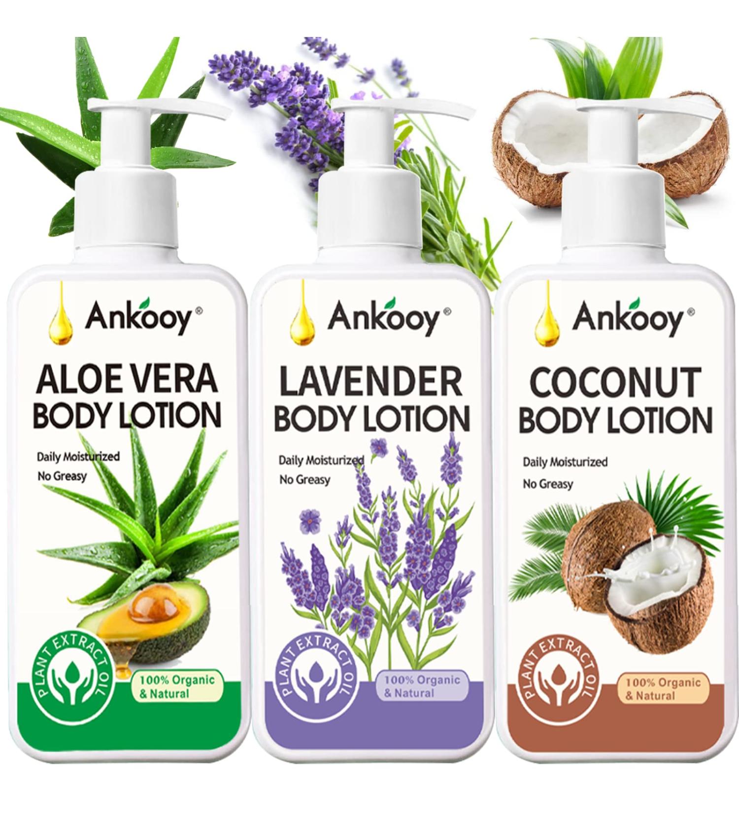 3 Pack Natural Body Lotion for Women and Men - Aloe, Coconut, Lavender, Vitamin E, Shea Butter, Moisturizing Body Cream - Ideal Skin Care Gift for Mother's Day - Buy Online on GoSupps.com