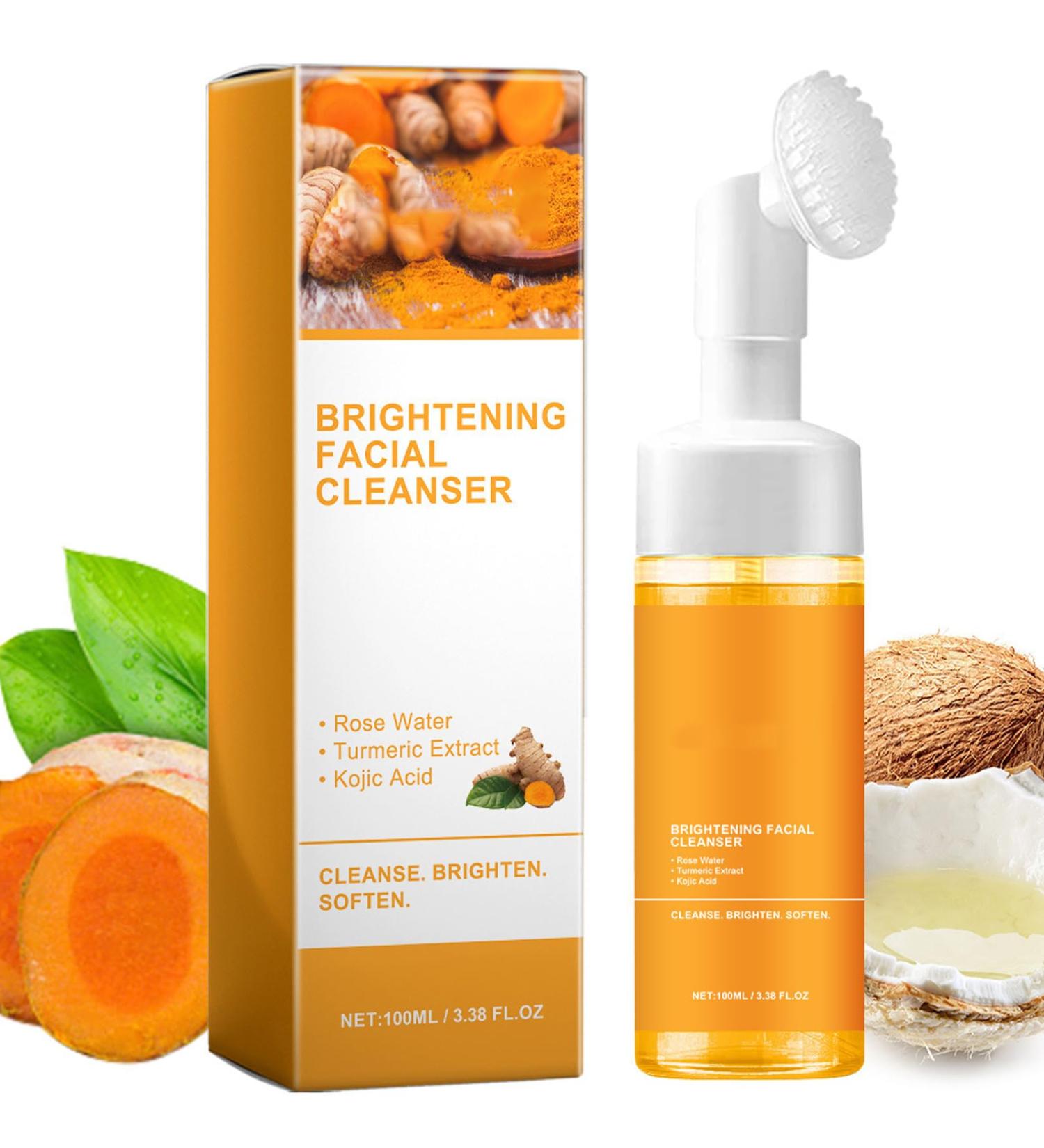 Turmeric Facial Cleanser Turmeric Face Wash Turmeric Kojic Acid Foaming Cleanser Brightening Foaming Face Wash Turmeric Foaming Facial Cleanser For face and body cleansing (1PC) - Buy Online on GoSupps.com