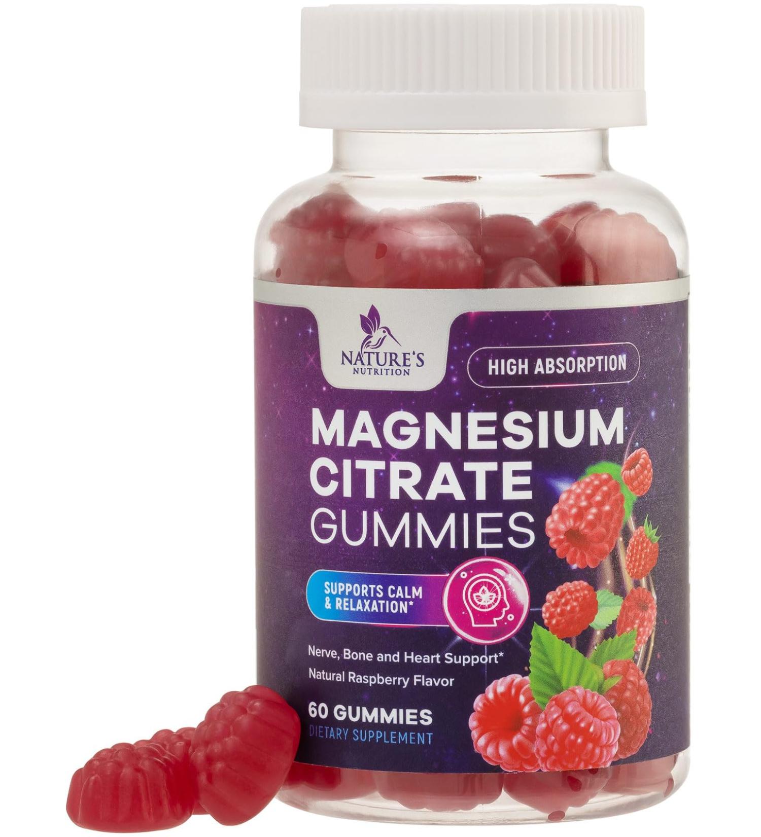 Magnesium Citrate Gummy Supplement - Improved Vegan Formula - High Absorption Magnesium Gummies for Adults & Kids - Mag Citrate Gummy Supplements - Delicious Raspberry Pomegranate Flavor - 60 Gummies 60 Count (Pack of 1) - Buy Online on GoSupps.com