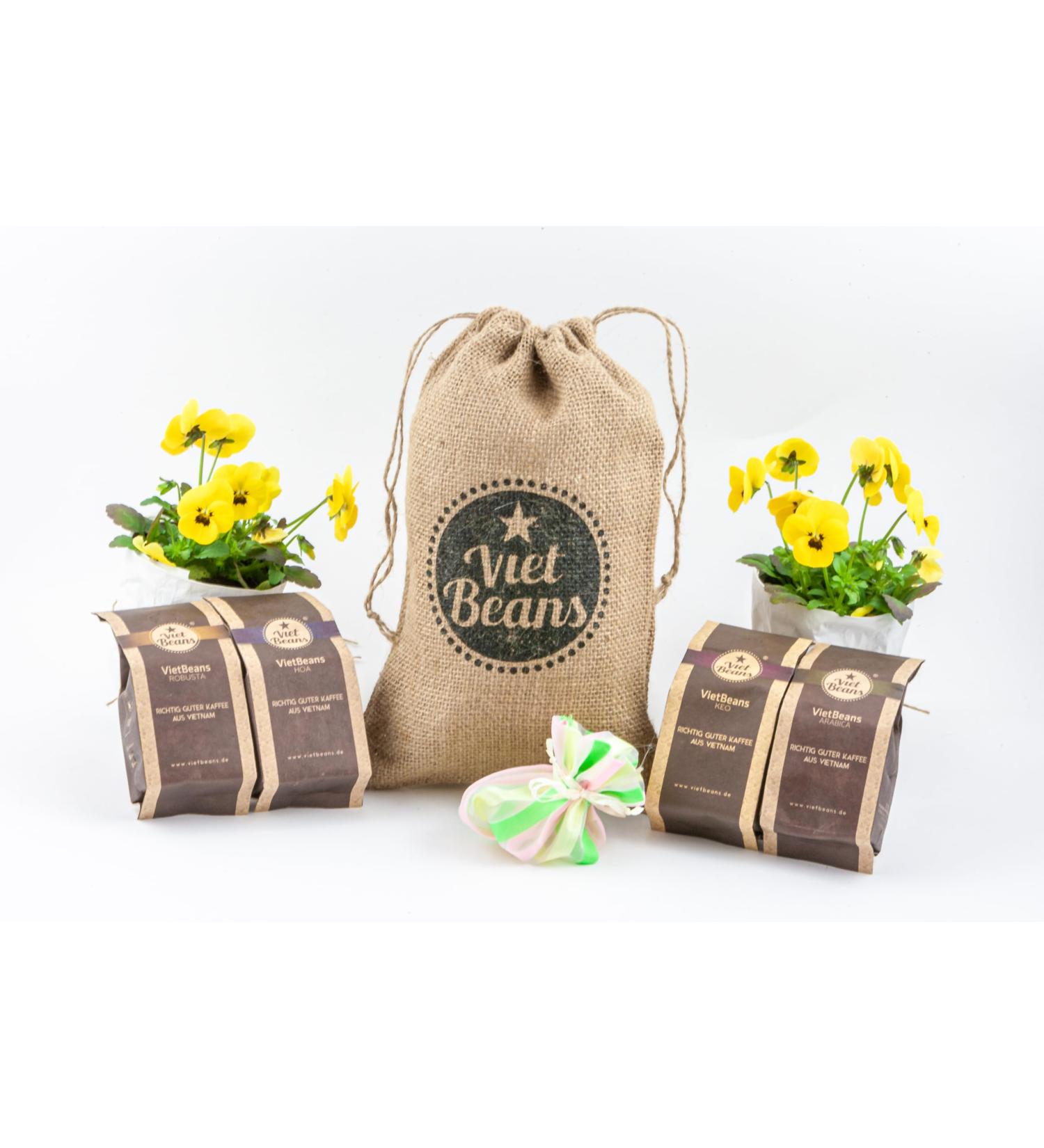 Exotic Coffee Gift for Coffee Lovers - Jute Bag with 4 Varieties of Whole Beans - Perfect Easter Gift for Coffee Drinkers - Buy Online on GoSupps.com