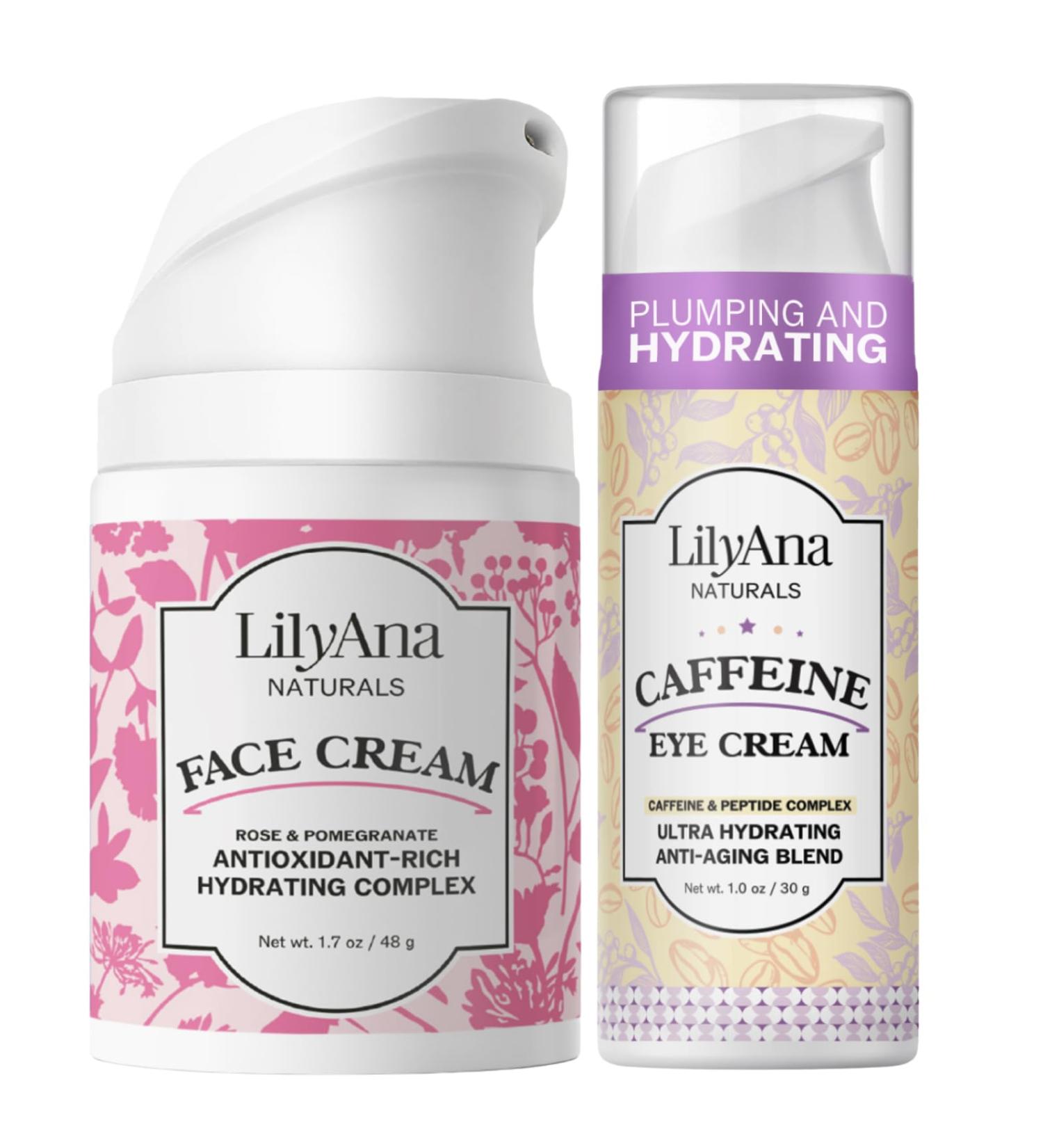 LilyAna Naturals Face Cream 1.7oz and Caffeine Eye Cream 1oz Bundle - Buy Online on GoSupps.com