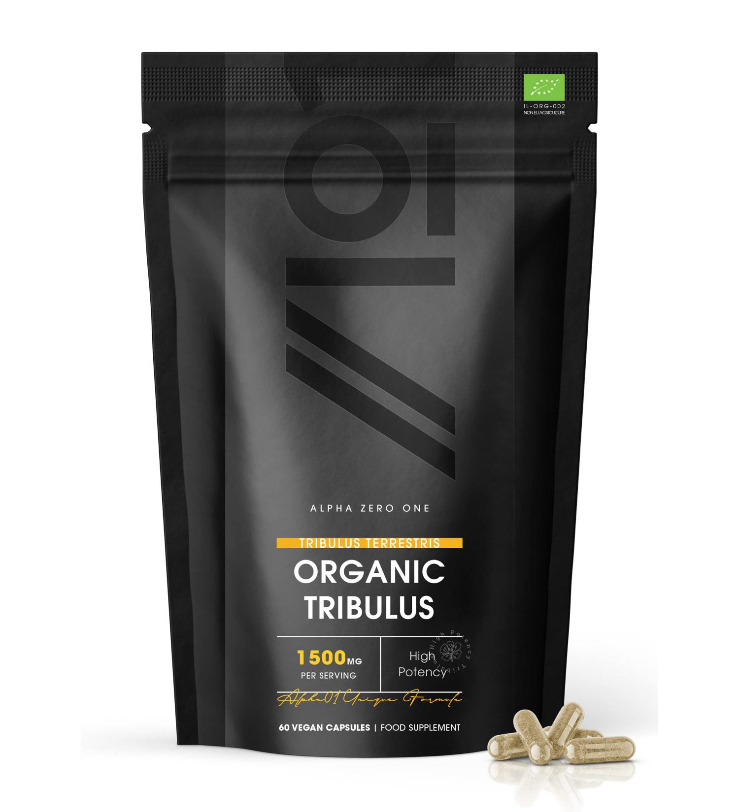 Organic Tribulus 1500mg - 60 Capsules - High Potency Tribulus Terrestris (1 Month Supply) by Alpha01 1 count (Pack of 60) - Buy Online on GoSupps.com