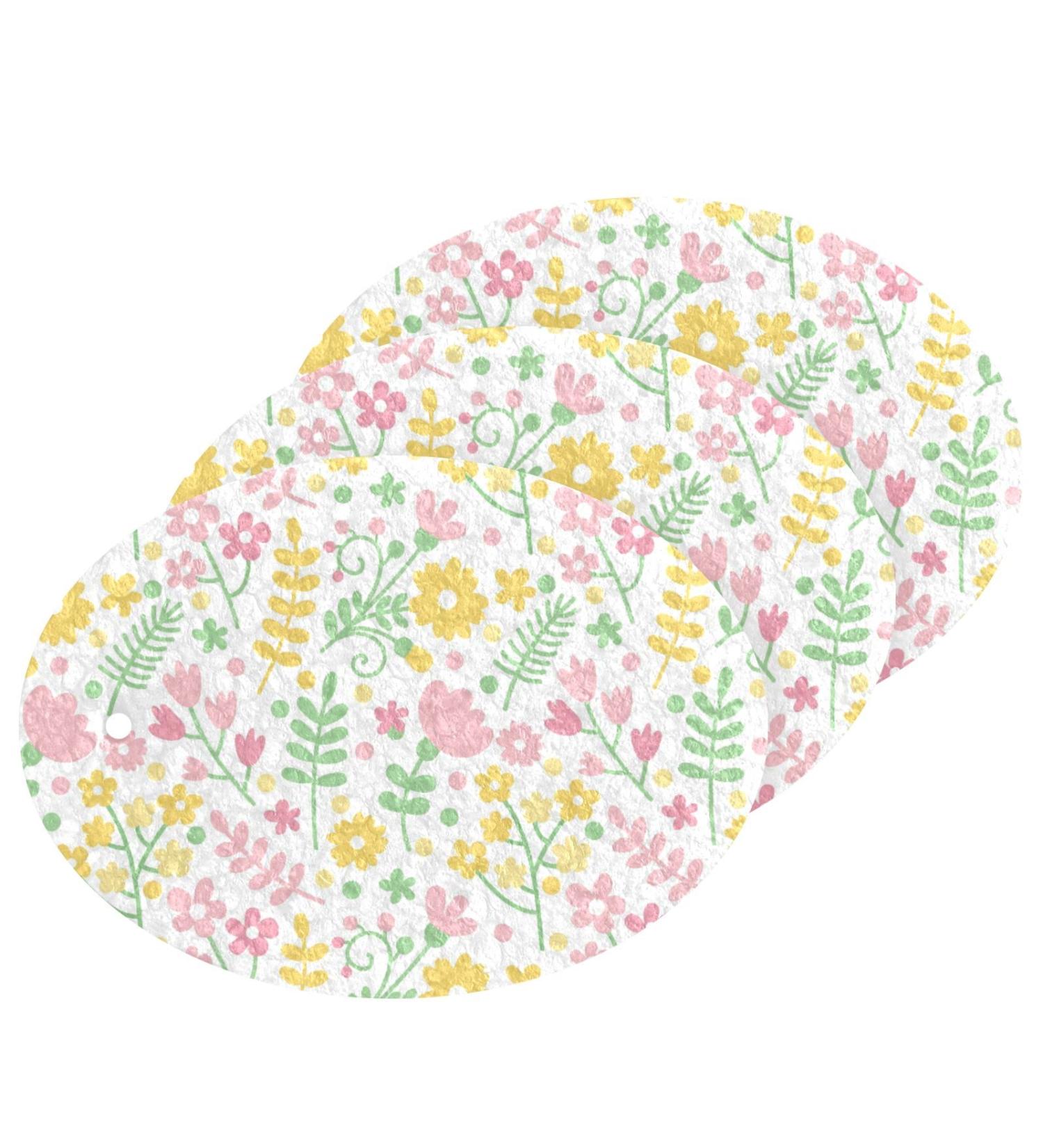 3-Pack Cleaning Kitchen Sponges Oval Spring Flowers Kitchen Cellulose Dishwashing Wood Pulp Cotton one sizex3 Spring Flowers - Buy Online on GoSupps.com
