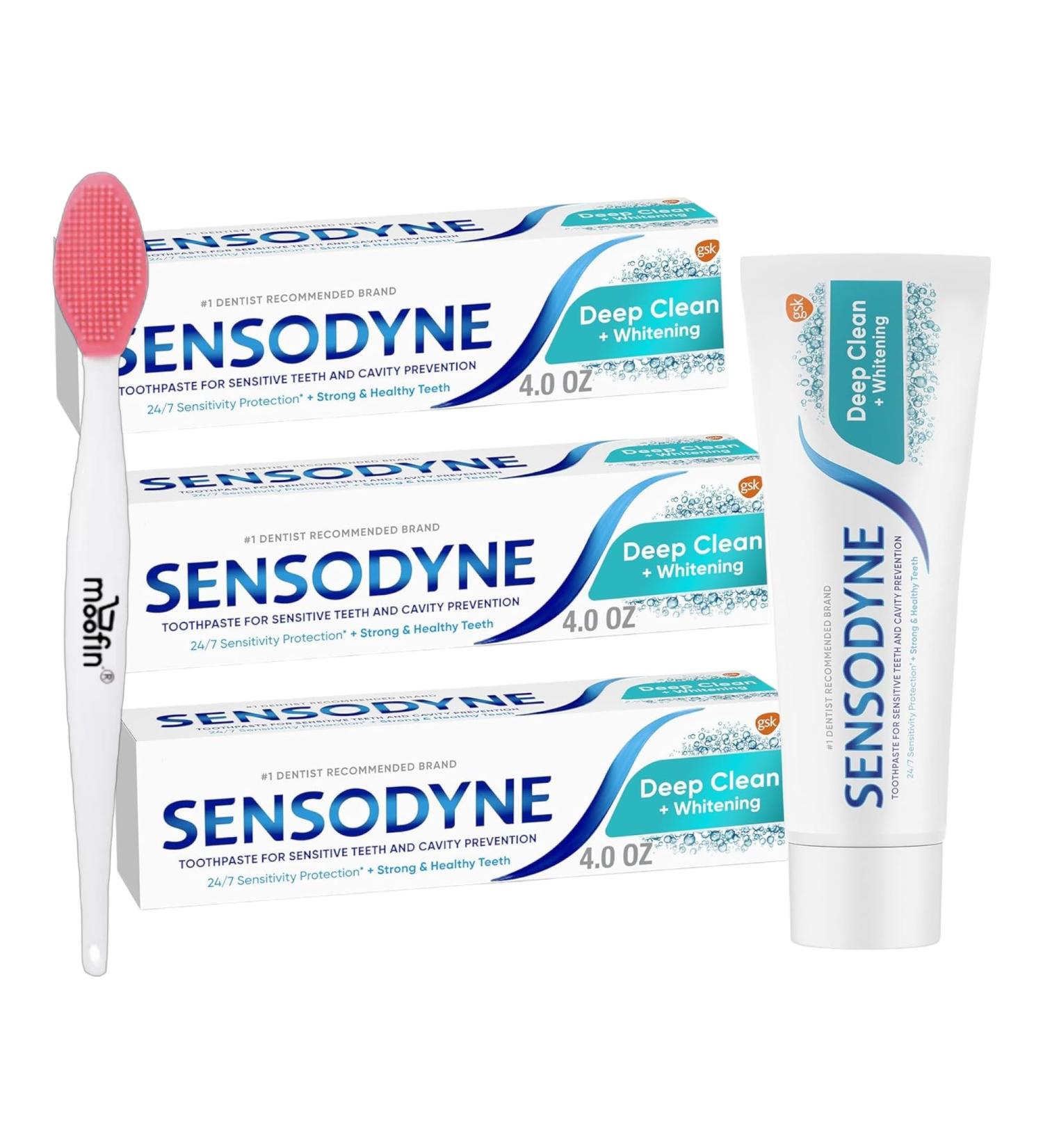 Double Sided Nose Cleaning Brush & Deep Clean Sensitive Toothpaste Bundle - Cavity Prevention - Pack of 6 - International Shipping Available - Buy Online on GoSupps.com