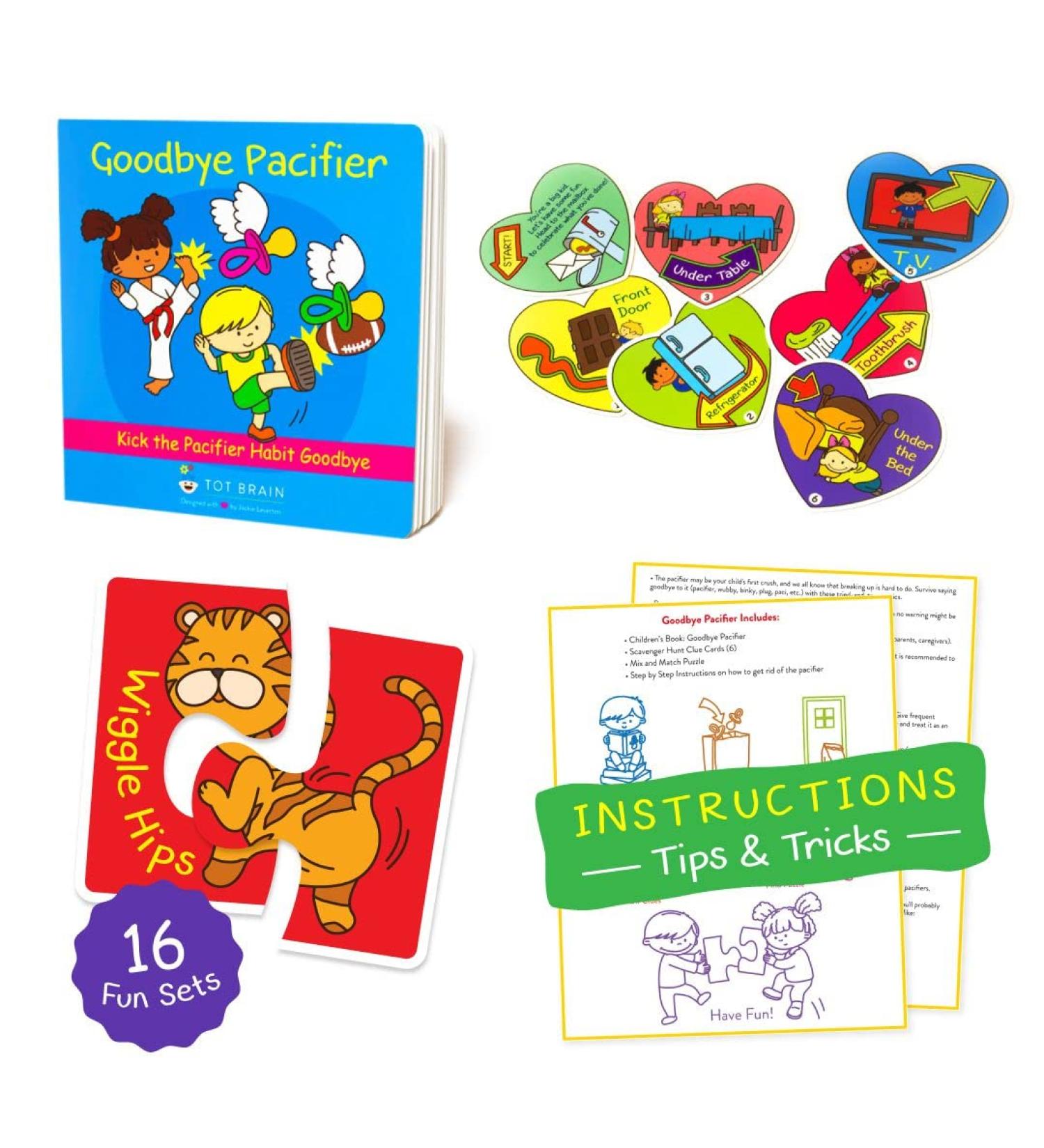 Pacifier Weaning System - Bye-Bye Paci Kit with Book, Cards, Puzzle & Instructions - Buy Online on GoSupps.com