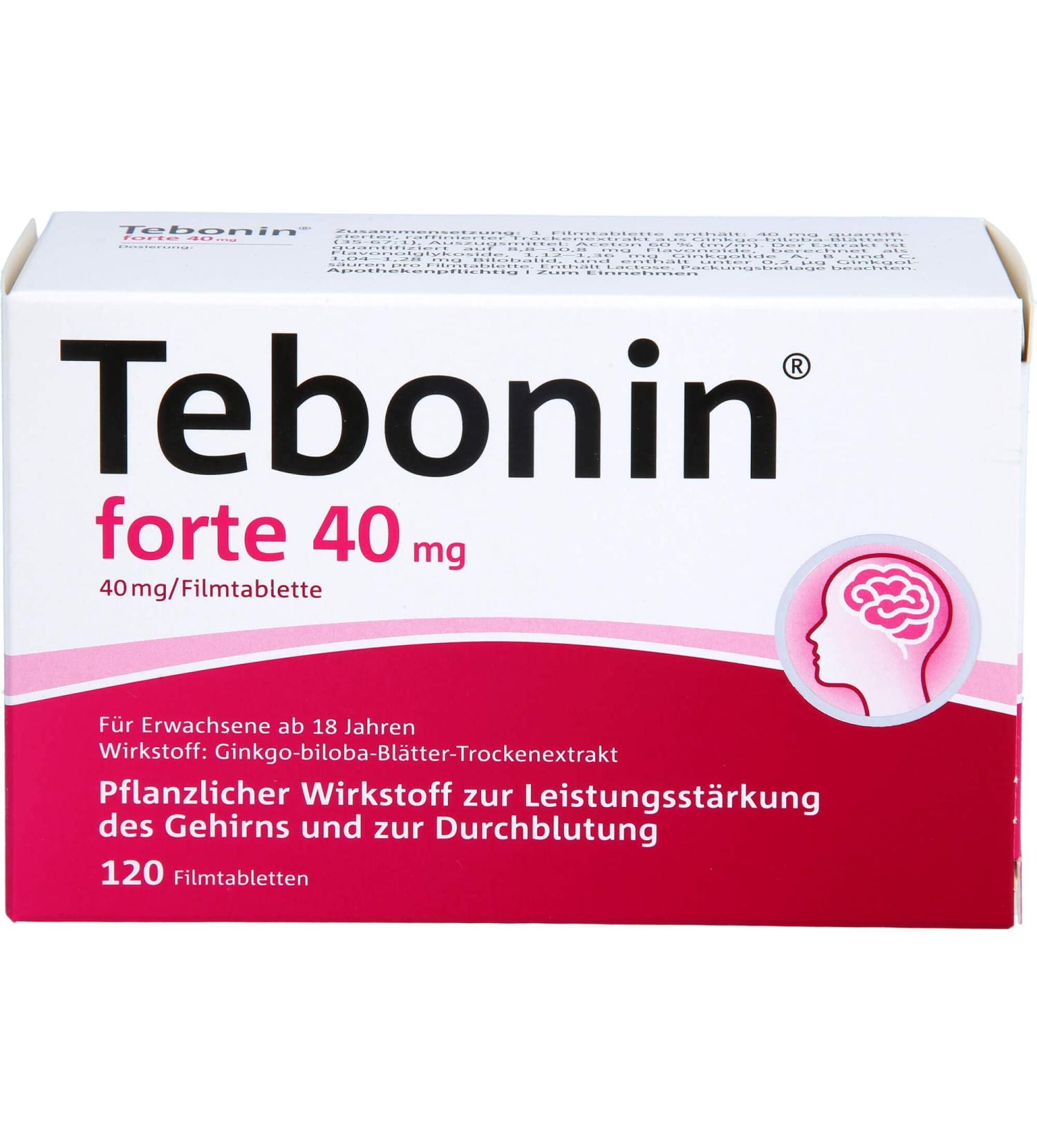 TEBONIN Forte 40 mg Film-Coated Tablets - 120 pcs | Buy Internationally for Enhanced Brain Health - Buy Online on GoSupps.com