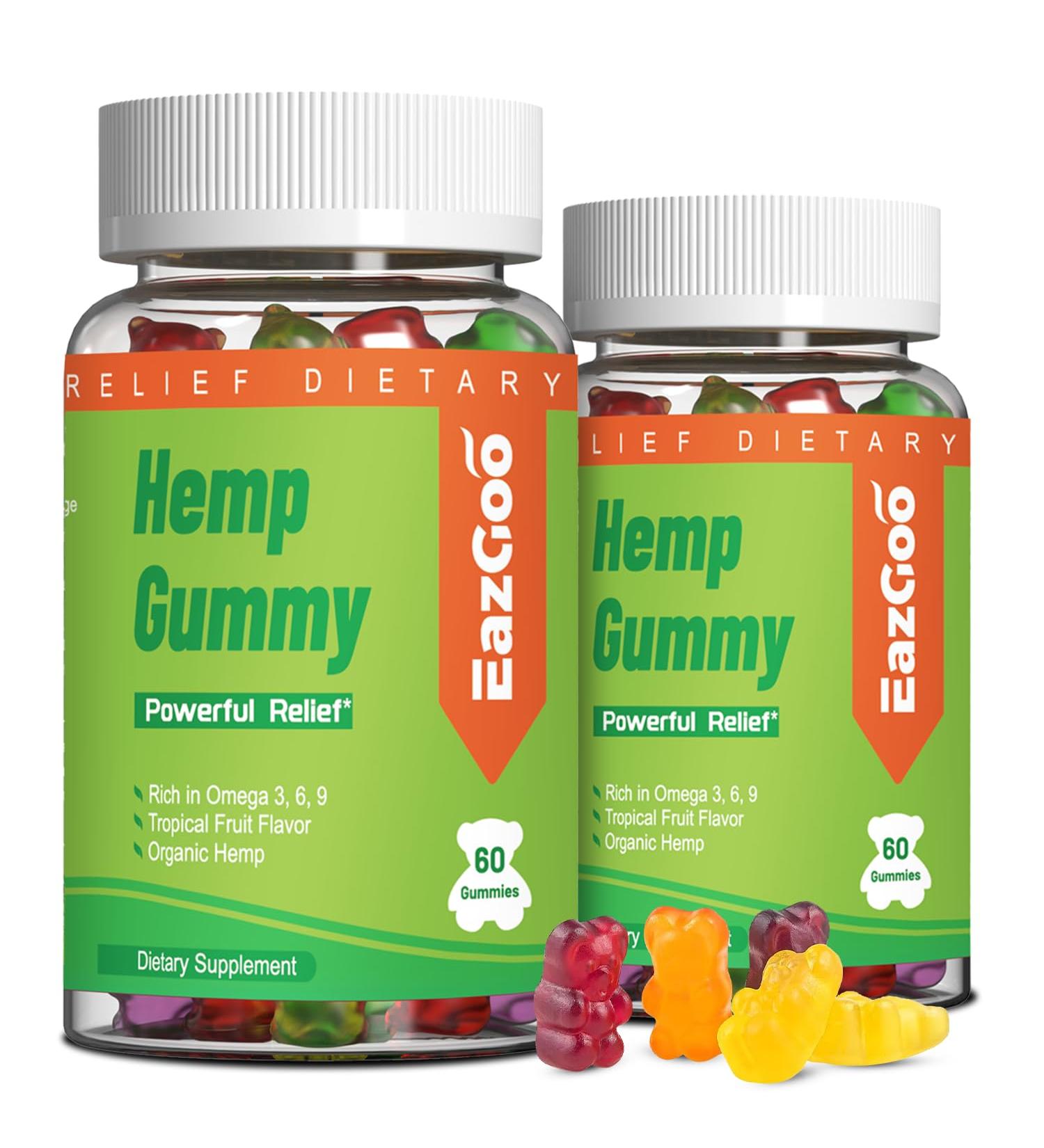 Natural Hemp Gummies 2 000 000 XXL Extra Strength - Vegan Low Sugar Non-GMO - 120 Count Pack of 2 | Buy Now for Health Benefits - Buy Online on GoSupps.com