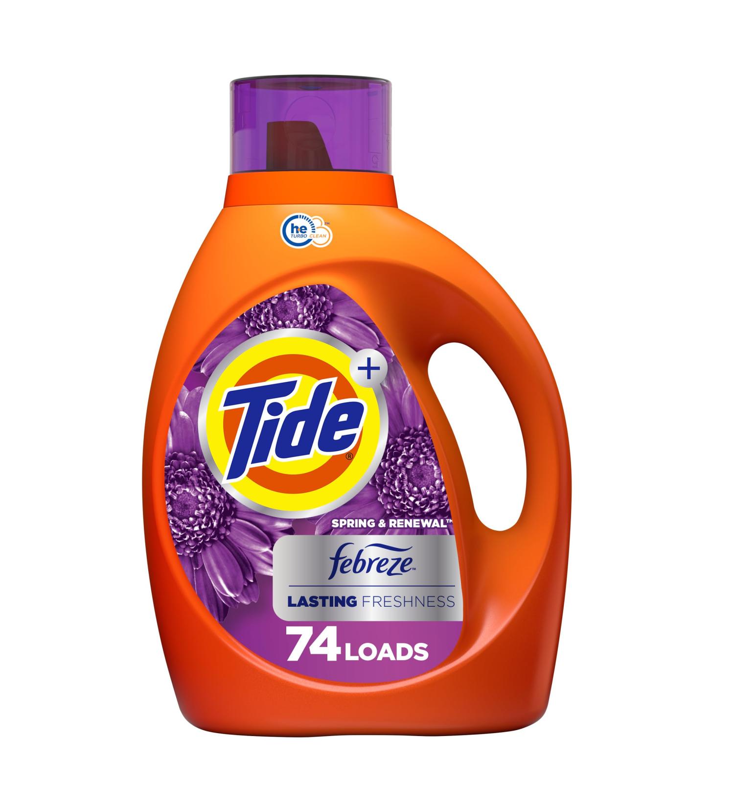 Tide Plus Febreze Freshness HE Turbo Clean Liquid Laundry Detergent - Spring & Renewal Scent 105 fl oz 74 Loads | International Shipping Available - Buy Online on GoSupps.com