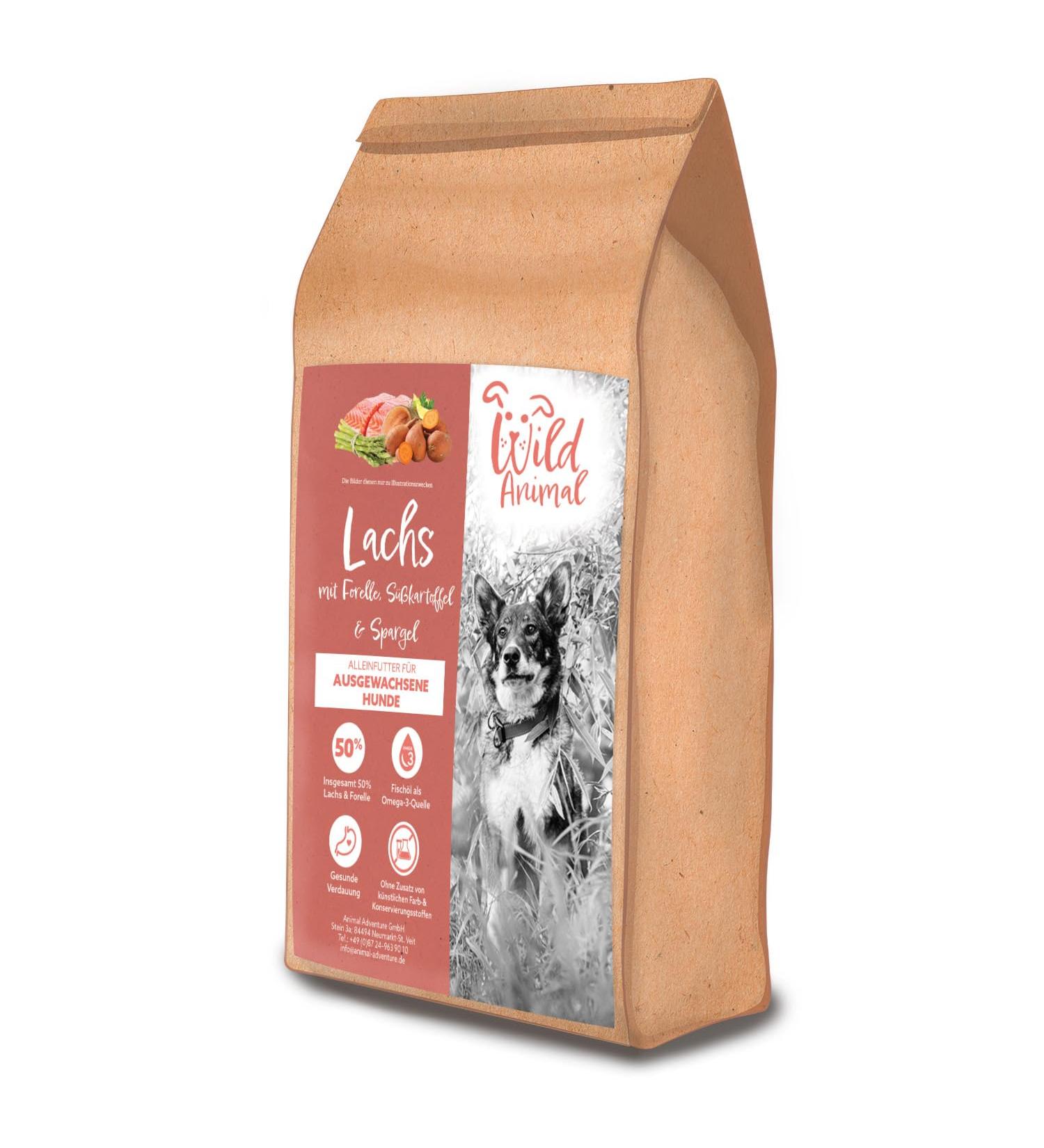 Wild Animal Premium Dry Dog Food Salmon with Trout Sweet Potato and Asparagus Grain Free Pack of 1 (1 x 6 kg) - Buy Online on GoSupps.com