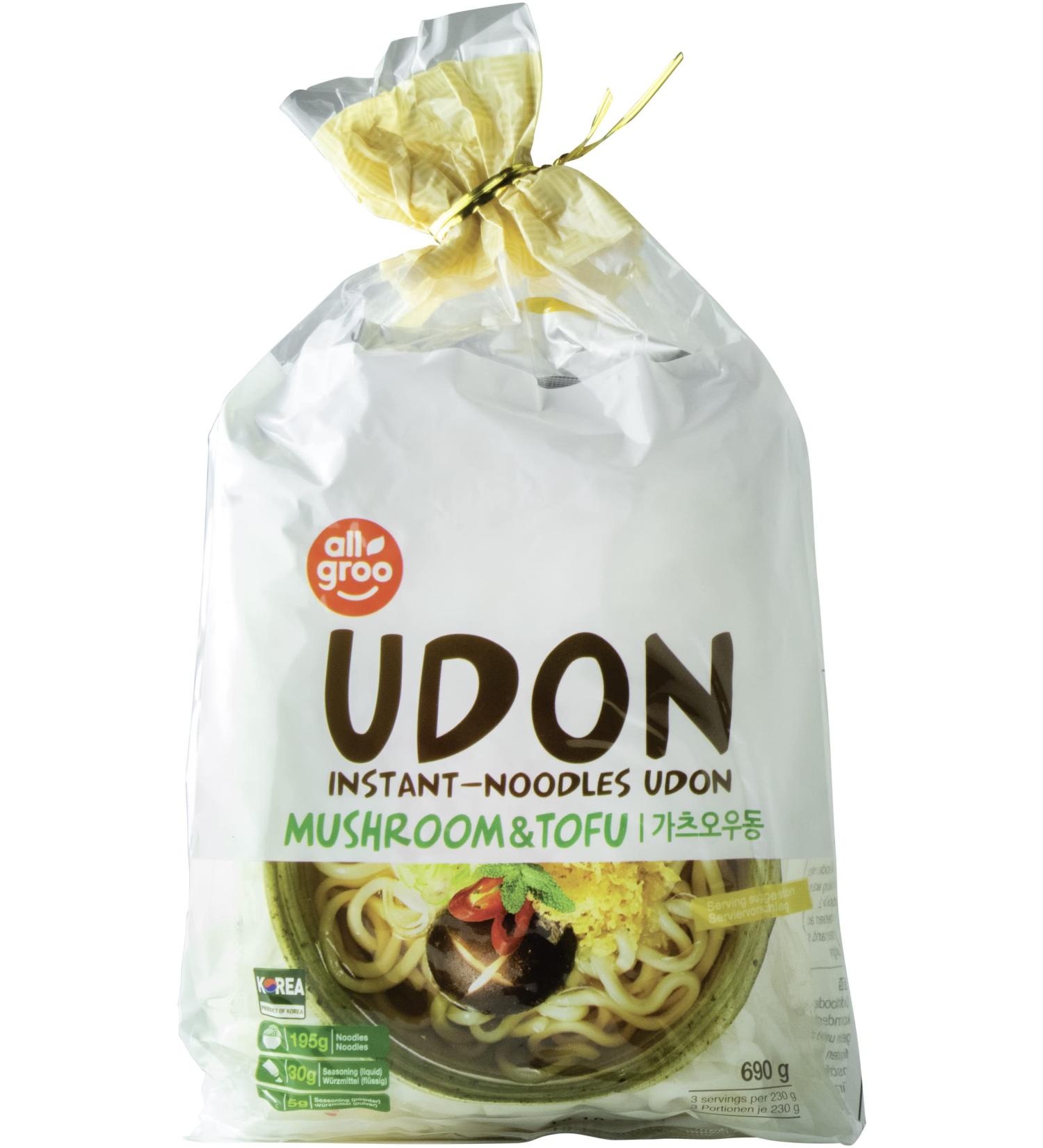 Allgro Udon Instant Noodles Tofu & Mushrooms Spicy Udon Soup Fast Preparation 3 Portions (690g) - International Shipping Available - Buy Online on GoSupps.com