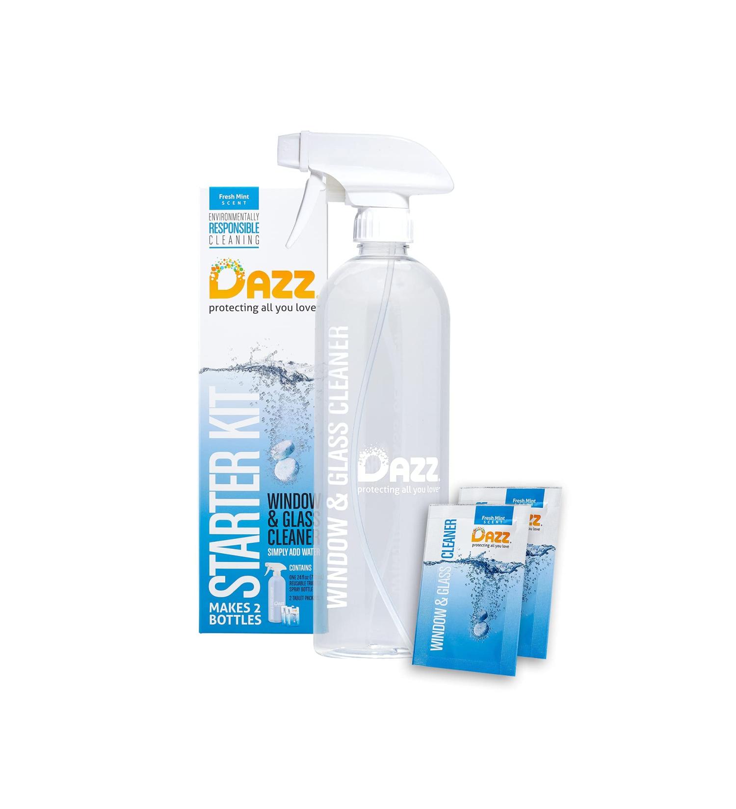 DAZZ Window & Glass Cleaner Kit | Eco-Friendly, Streak-Free, Non-Toxic | Reusable Spray Bottle & Refills â€“ Safe for Kids & Pets - Buy Online on GoSupps.com