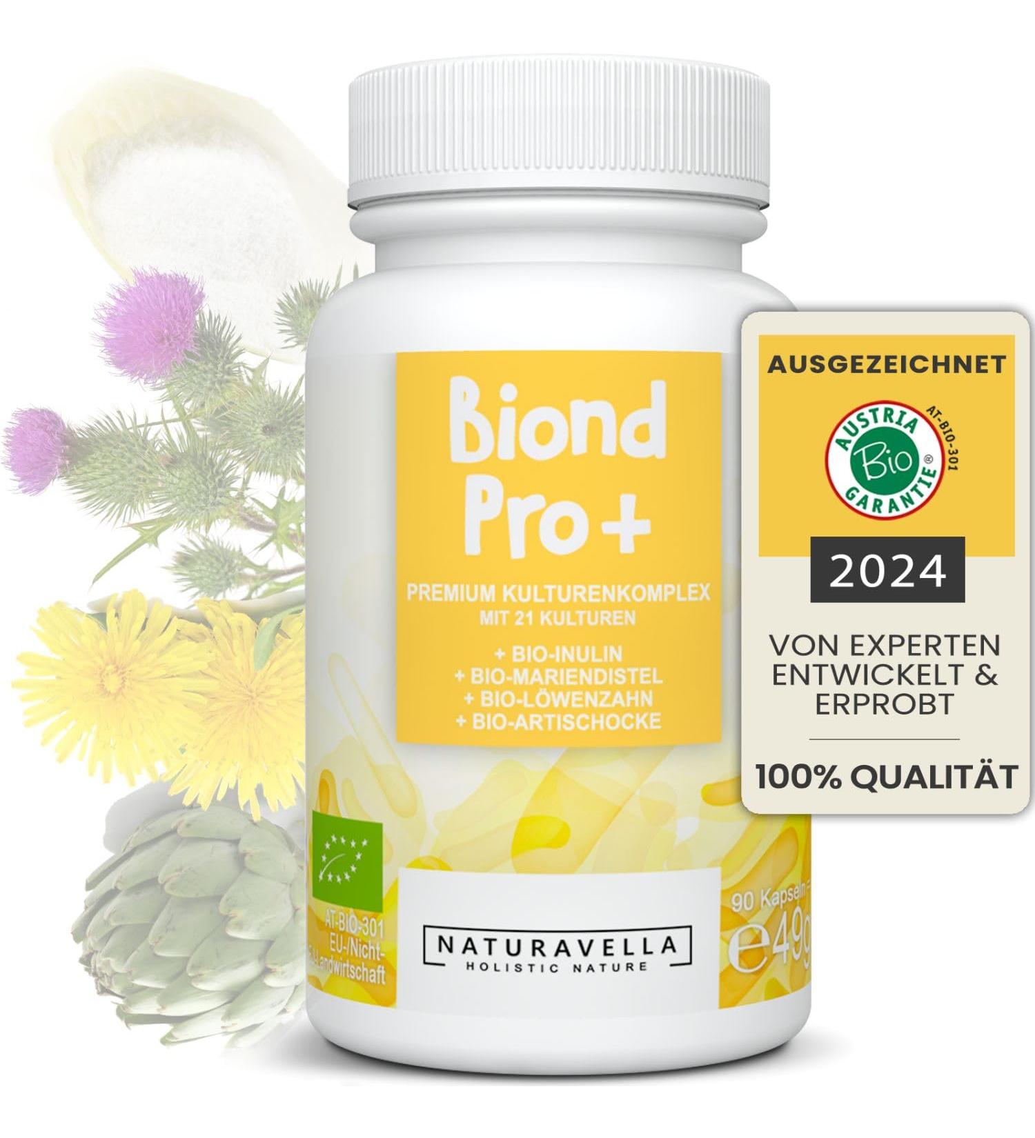Dr. Elisabeth Biondpro+ | Premium 21 Strain Probiotic Complex with Bio-Inulin & Organic Herbs | Vegan Darmflora Intestinal Support | 90 Capsules - Buy Online on GoSupps.com