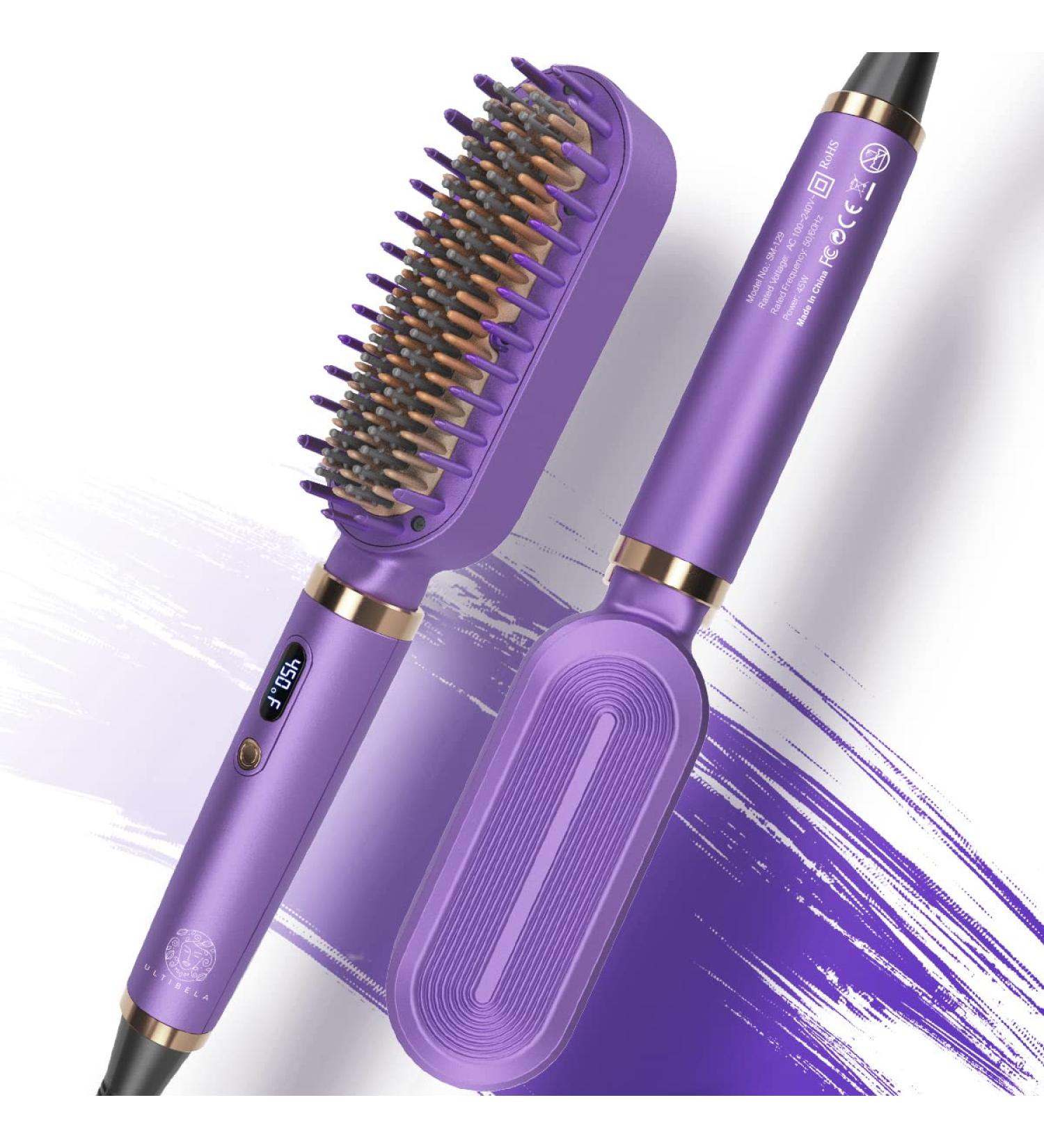 ULTIBELA Ionic Hair Straightener Brush | 30s Fast Heating, 5 Temp Levels, LCD Display | Anti-Scald, Auto Lock & Off | Straightening Brush - Buy Online on GoSupps.com