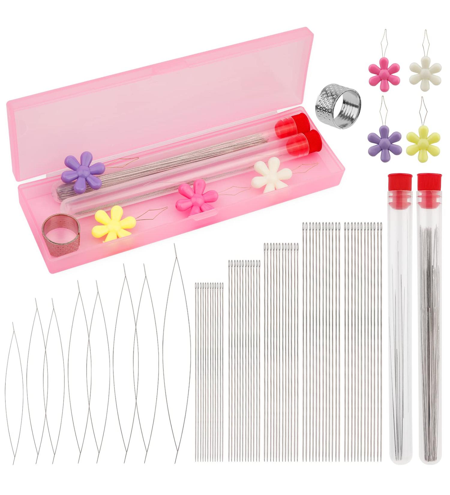 76 PCS Beading Needles Set with 60 Regular Needles, 8 Open Beading Needles, and 4 Threaders for Jewelry Making - B02 - Buy Online on GoSupps.com