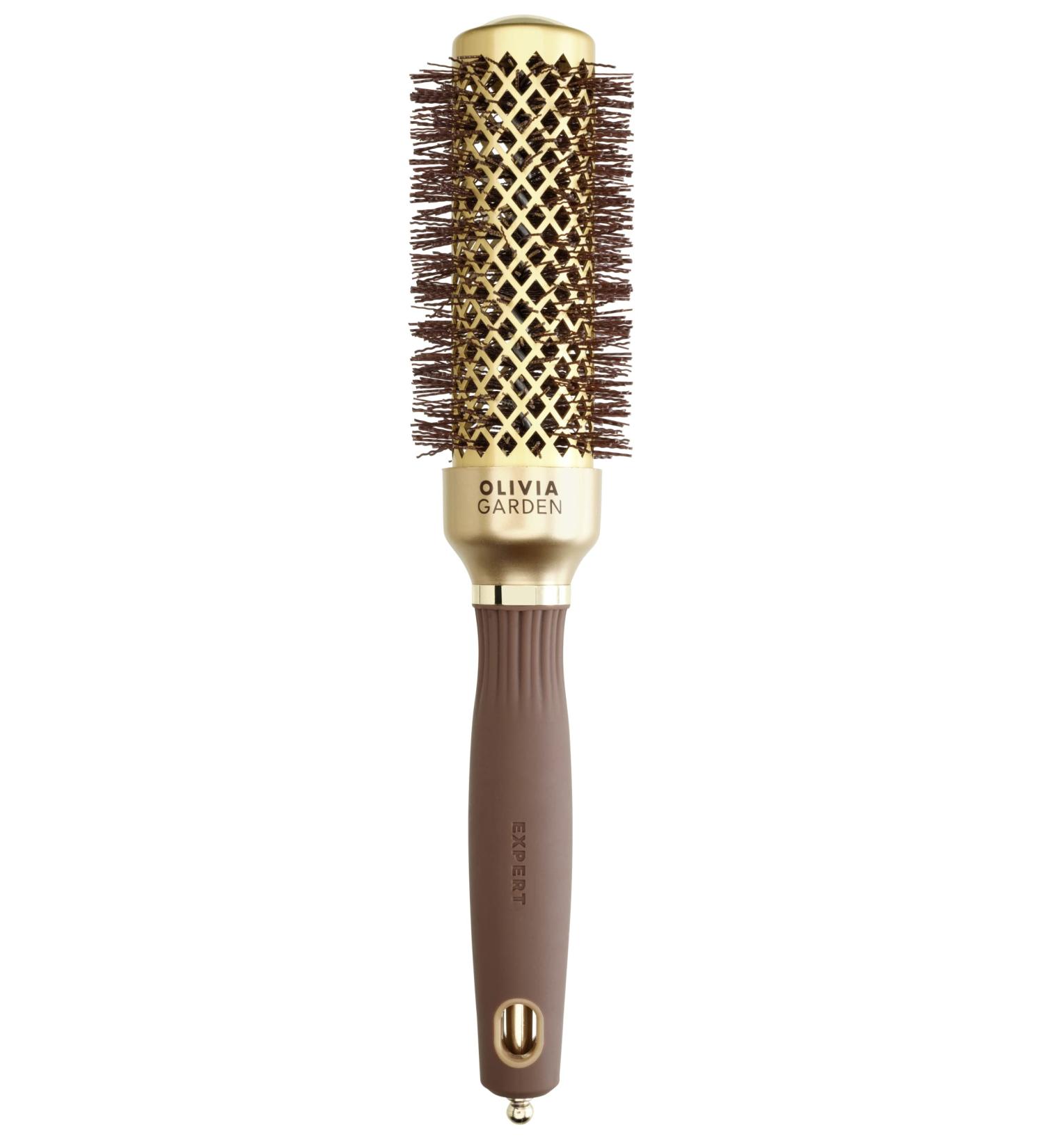 Olivia Garden Expert Blowout Shine Gold & Brown Hairbrush 35mm - Best International Shipping for Salon Quality Hair Tools - Buy Online on GoSupps.com