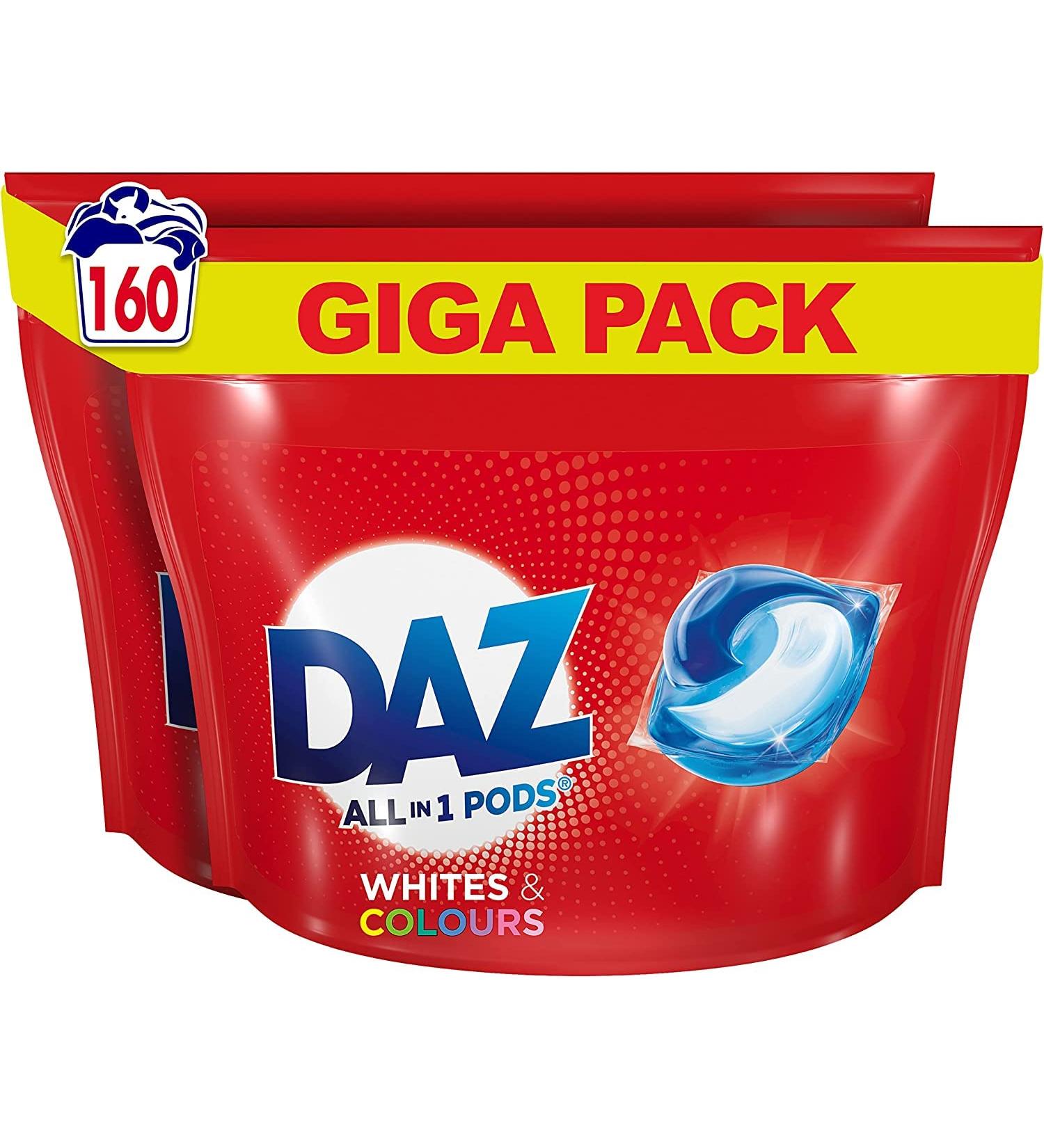 Daz All-in-1 PODS Laundry Detergent Tablets 160 Washes - Whites & Colours, Cleans, Brightens & Freshens - 20 Degrees, 160 Pods - Buy Online on GoSupps.com