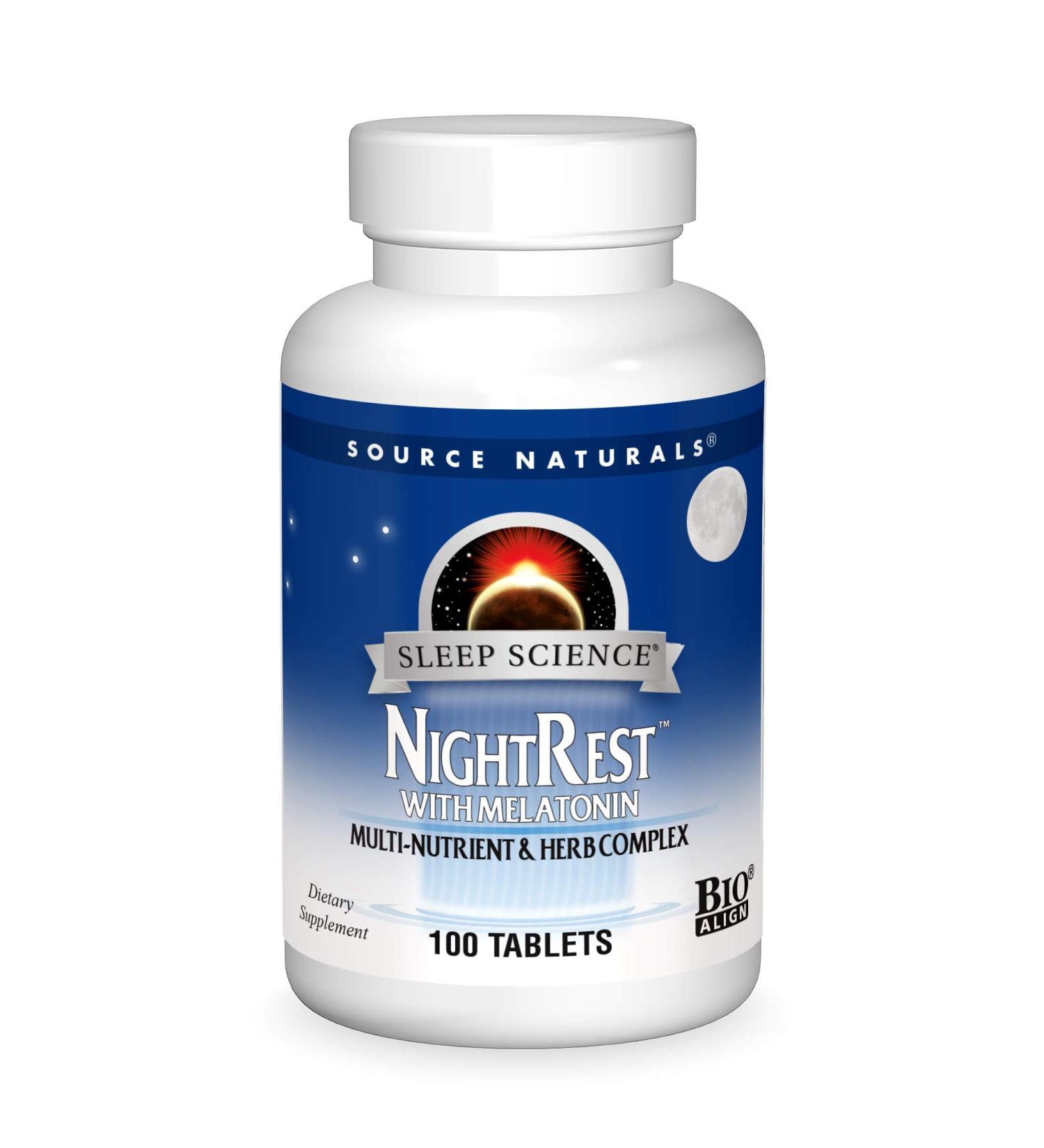 Source Naturals NightRest with Melatonin - 100 Tablets for Better Sleep - Buy Online on GoSupps.com