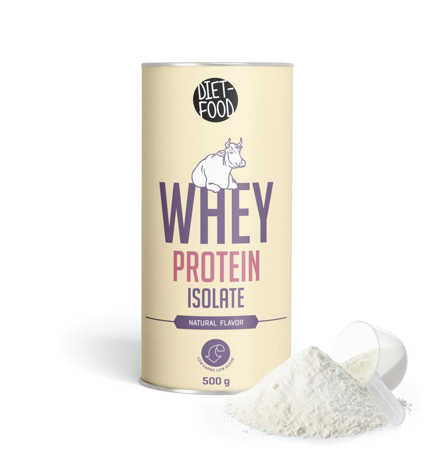 Diet-Food DIET-FOOD 100% Whey Isolate Protein Powder with Natural Flavour - Fast Digestion and Absorption - Low Calorie and Keto Friendly - 500g