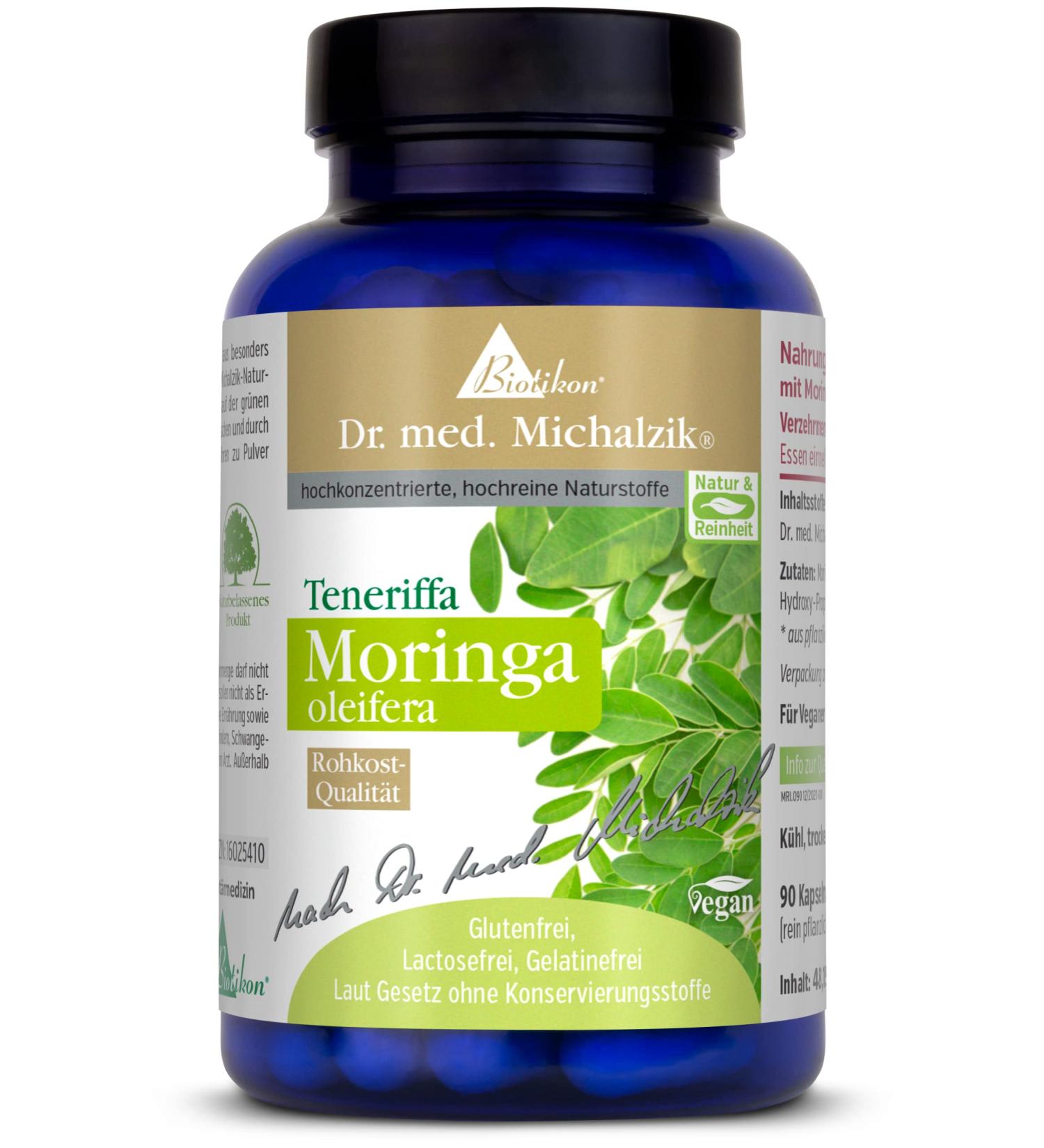  Biotikon Moringa miracle tree from Tenerife Dr. med. Michalzik Raw Food Quality | Daily Dose Natural Moringa oleifera powder 1200 mg without additives by Biotikon  - Buy Online on GoSupps.com