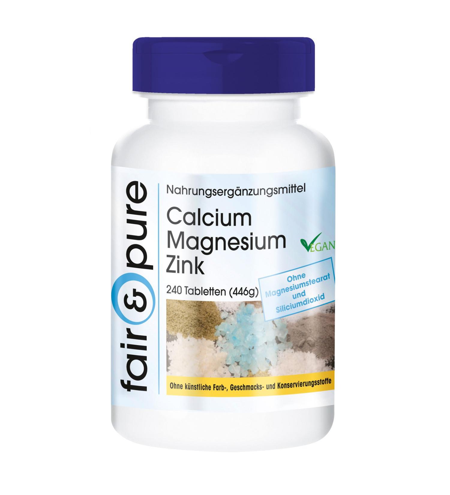 Fair & Pure Calcium Magnesium Zinc - Vegan Mineral Complex - 240 Tablets Bulk Pack | Essential Supplements for Health - Buy Online on GoSupps.com