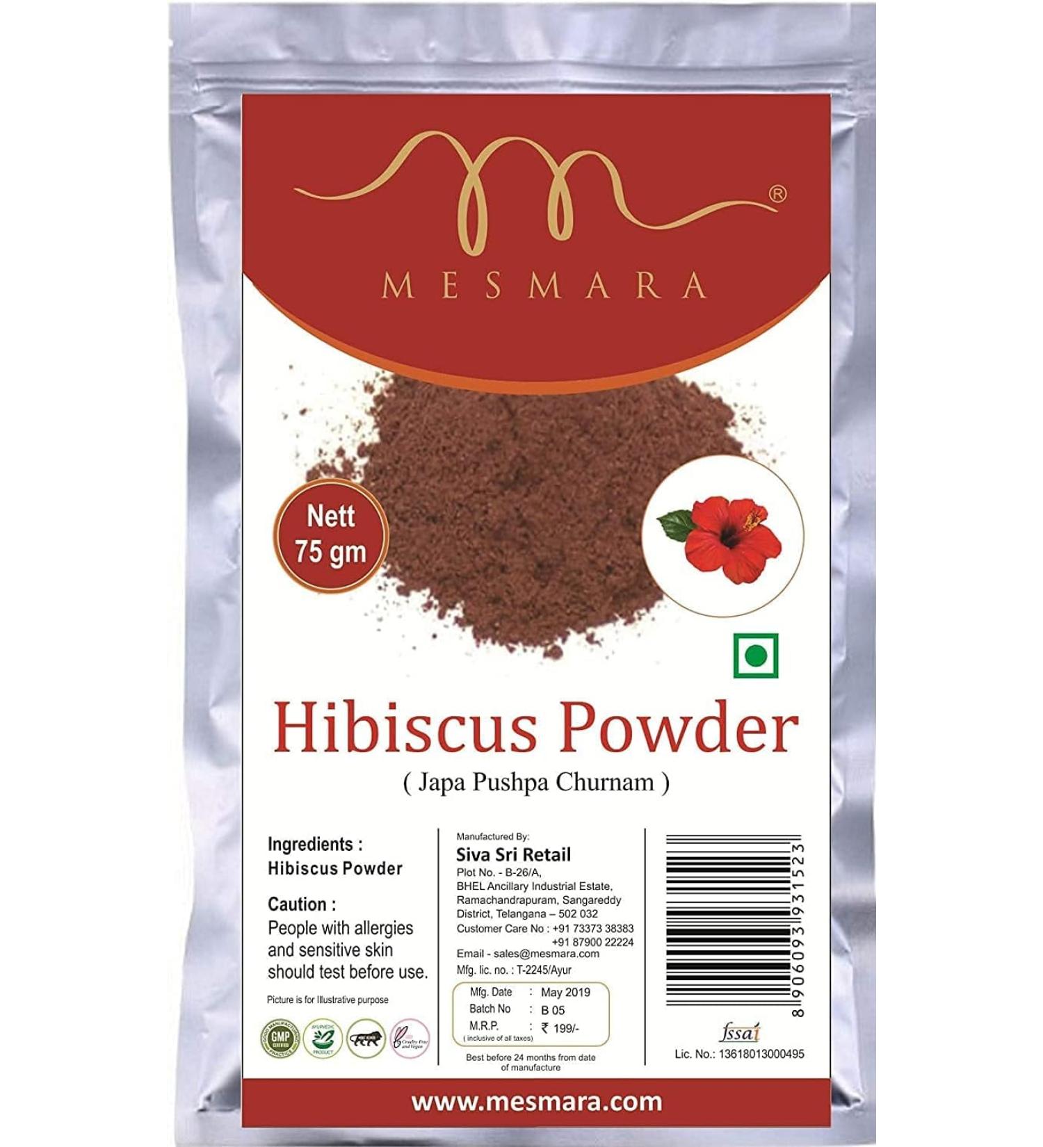 NIGHT Herbal Hibiscus Powder Natural for Hair Care & Skin Care 75g - Buy Online on GoSupps.com
