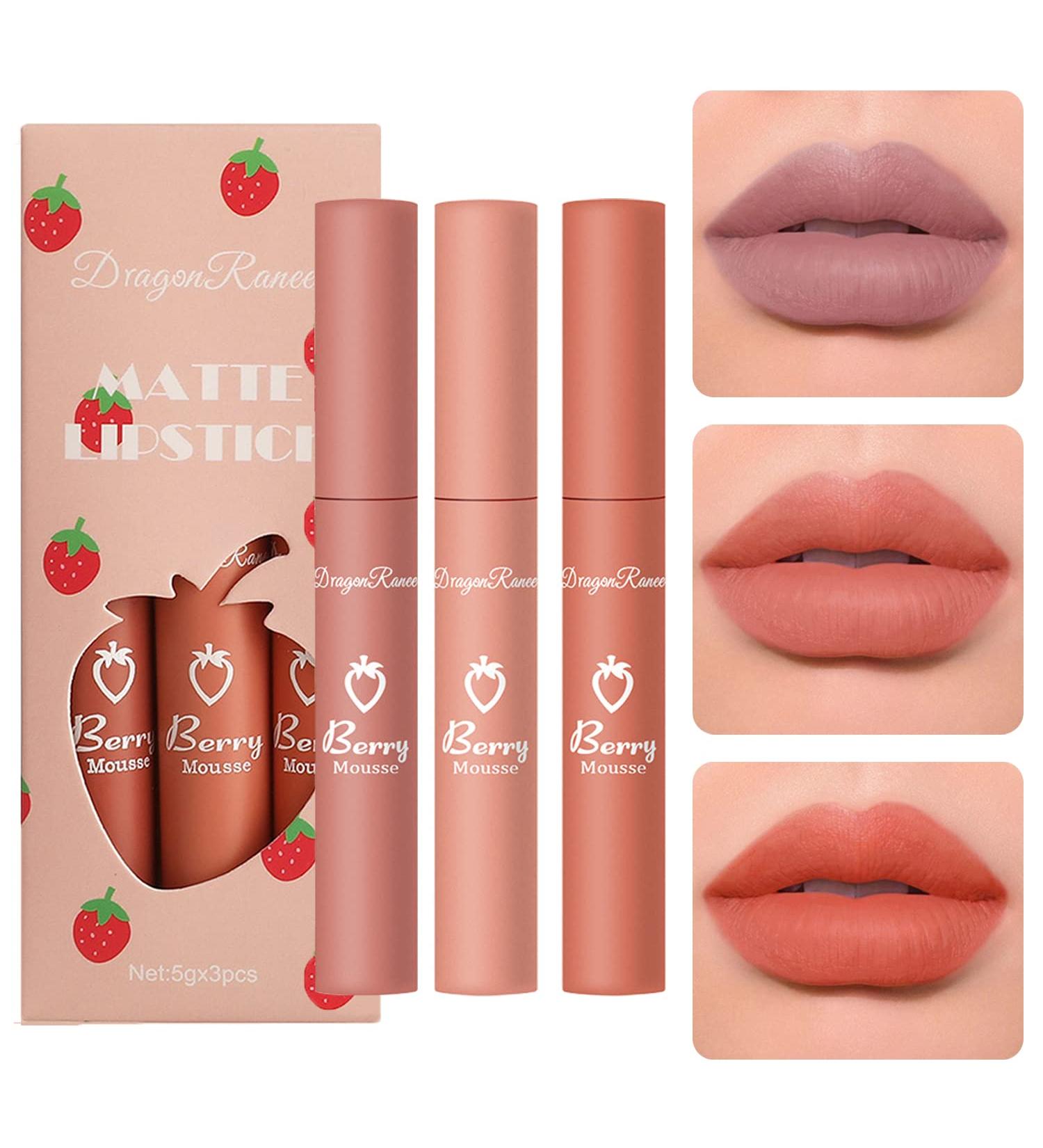 3 Piece Nude Matte Lipstick Set - Velvet Air Moisture Smooth Crayon Lip Stain - Long Lasting Waterproof Lip Gloss for Women - Buy Online on GoSupps.com