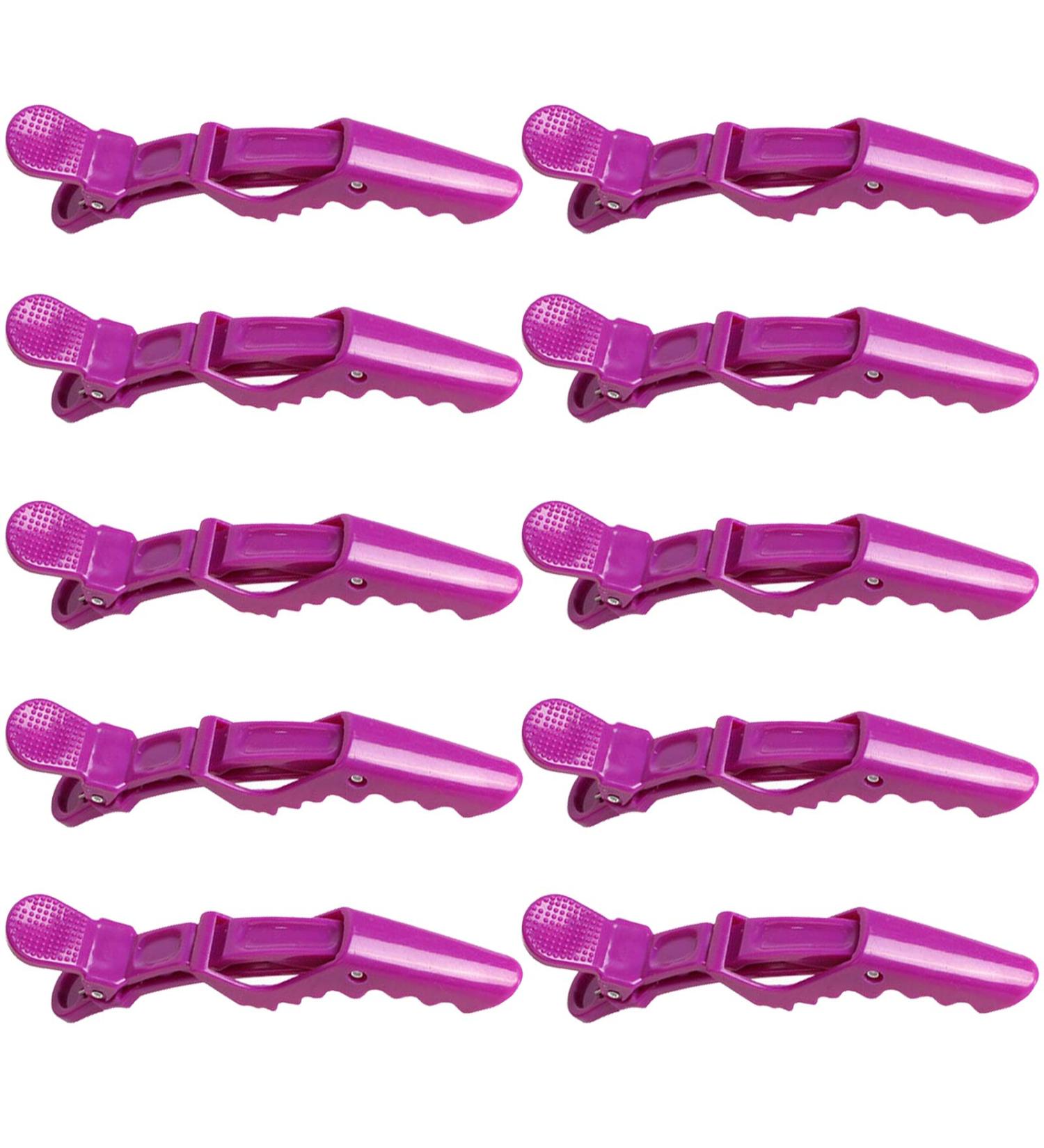 10x Crocodile Hair Clips - Professional Styling Barrette with Nonslip Grip and Wide Teeth for Thick Hair - Purple - Buy Online on GoSupps.com