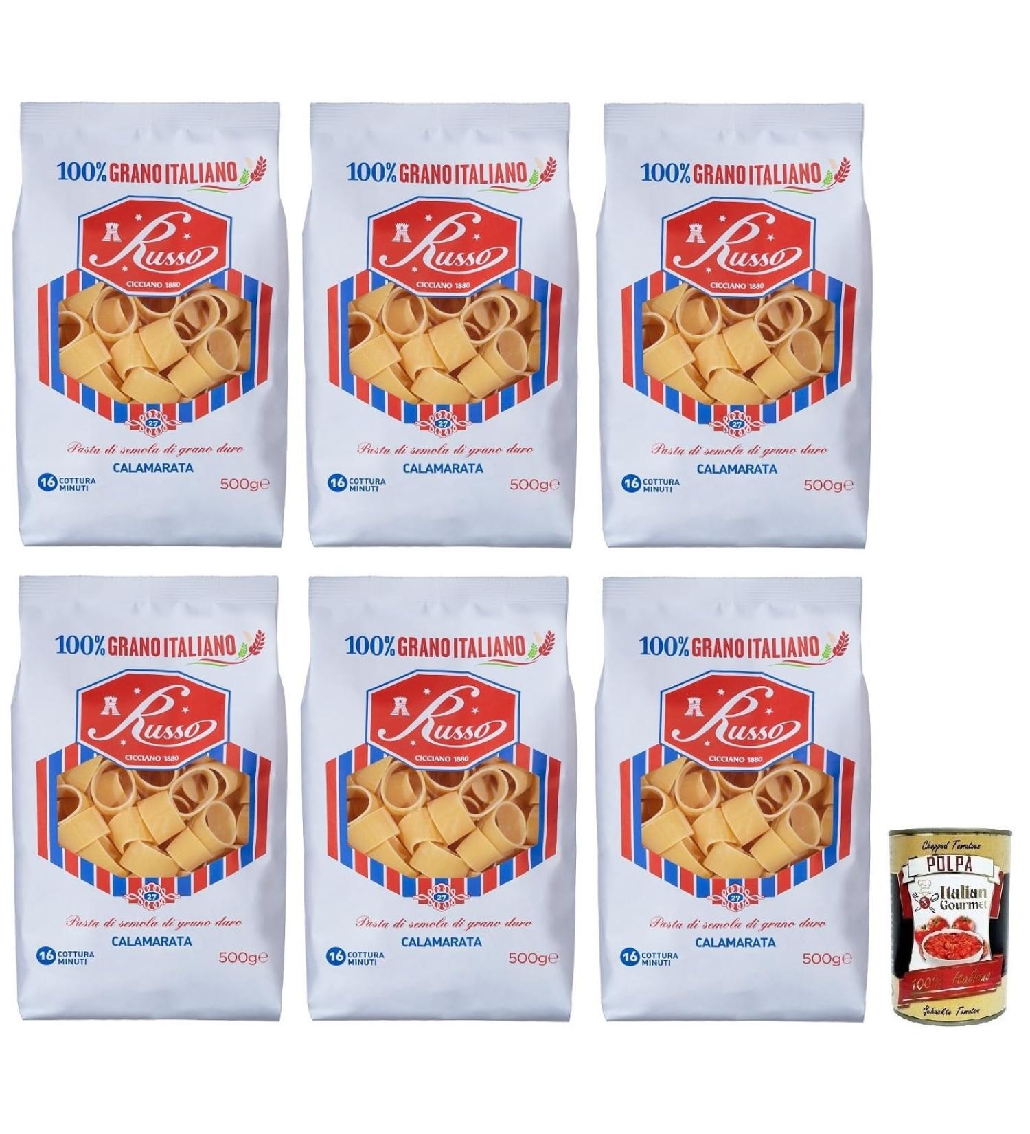  Italian Gourmet E.R. Russo Calamarata No. 27 Hard Wheat Semolina Pasta 100% Italian Wheat 500 g + 400 g Box of 6 - Buy Online on GoSupps.com