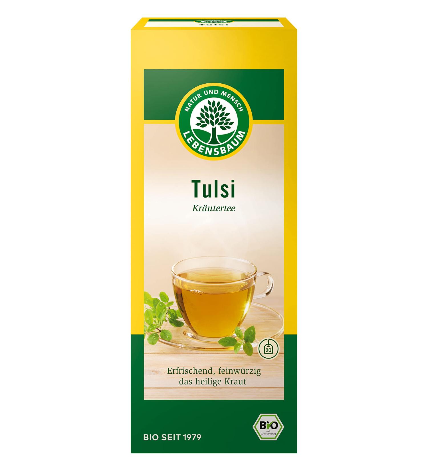 Life tree Tulsi organic herbal tea made of Indian basil royal basil tea for relaxation 100% dried Tulsi herb 20 tea bags 30g
