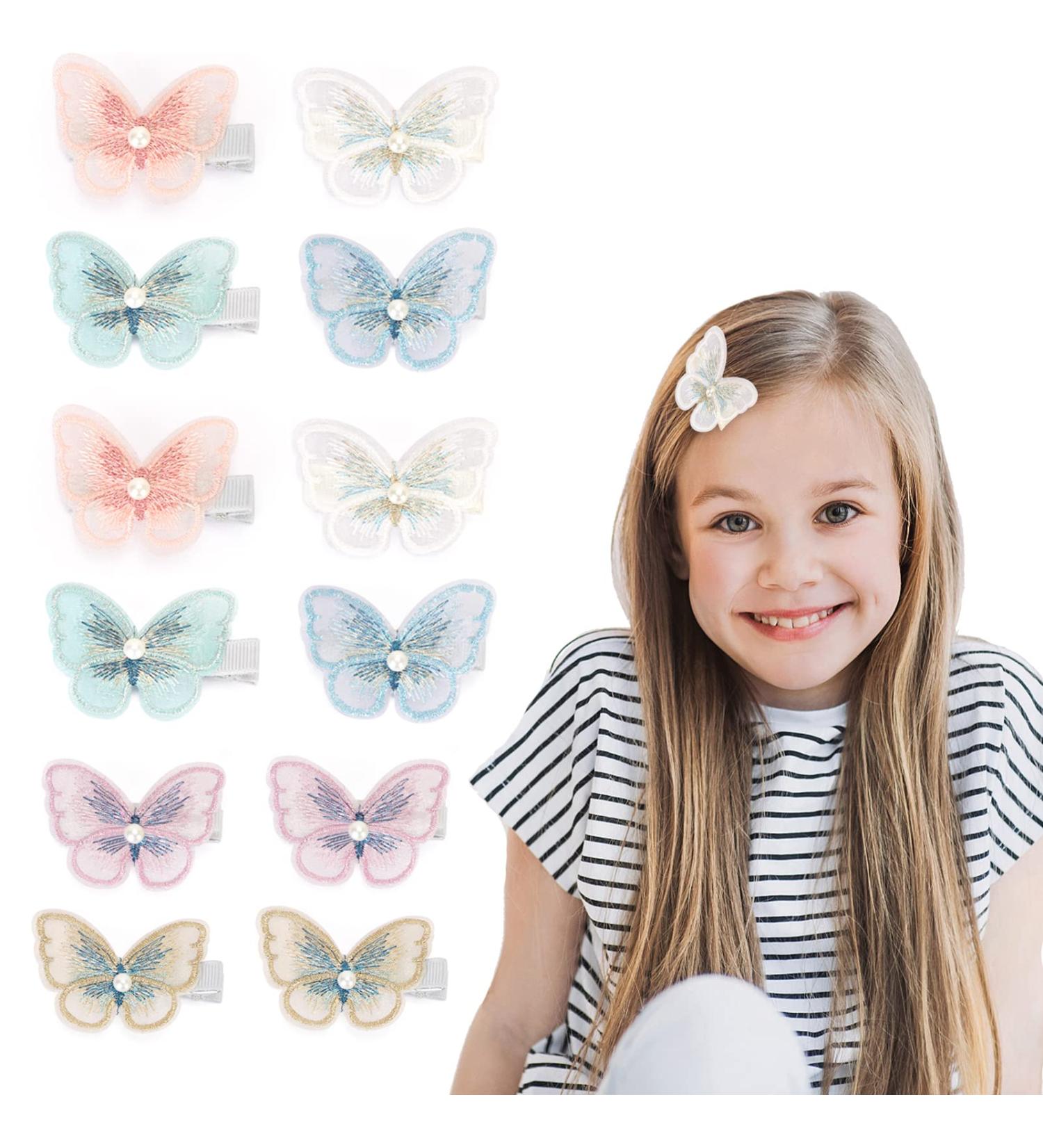 Arqumi 12 PCS Hair Clip Colorful Butterfly Design Hair Clip Hair Accessories for Girls Women 2Pink+2Purple+2Blue+2Green+2White+2Golden - Buy Online on GoSupps.com
