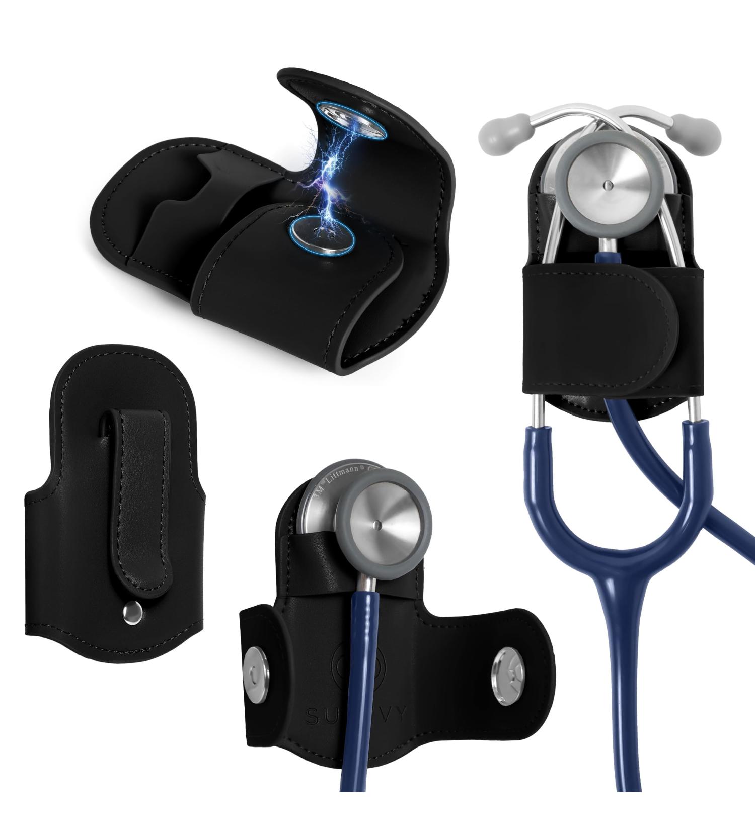 Buy Magnetic Stethoscope Holder Clip - Genuine Leather Waist Holder for Littman Stethoscopes - Perfect Gift for Nurses & Doctors - International Shipping Available - Buy Online on GoSupps.com
