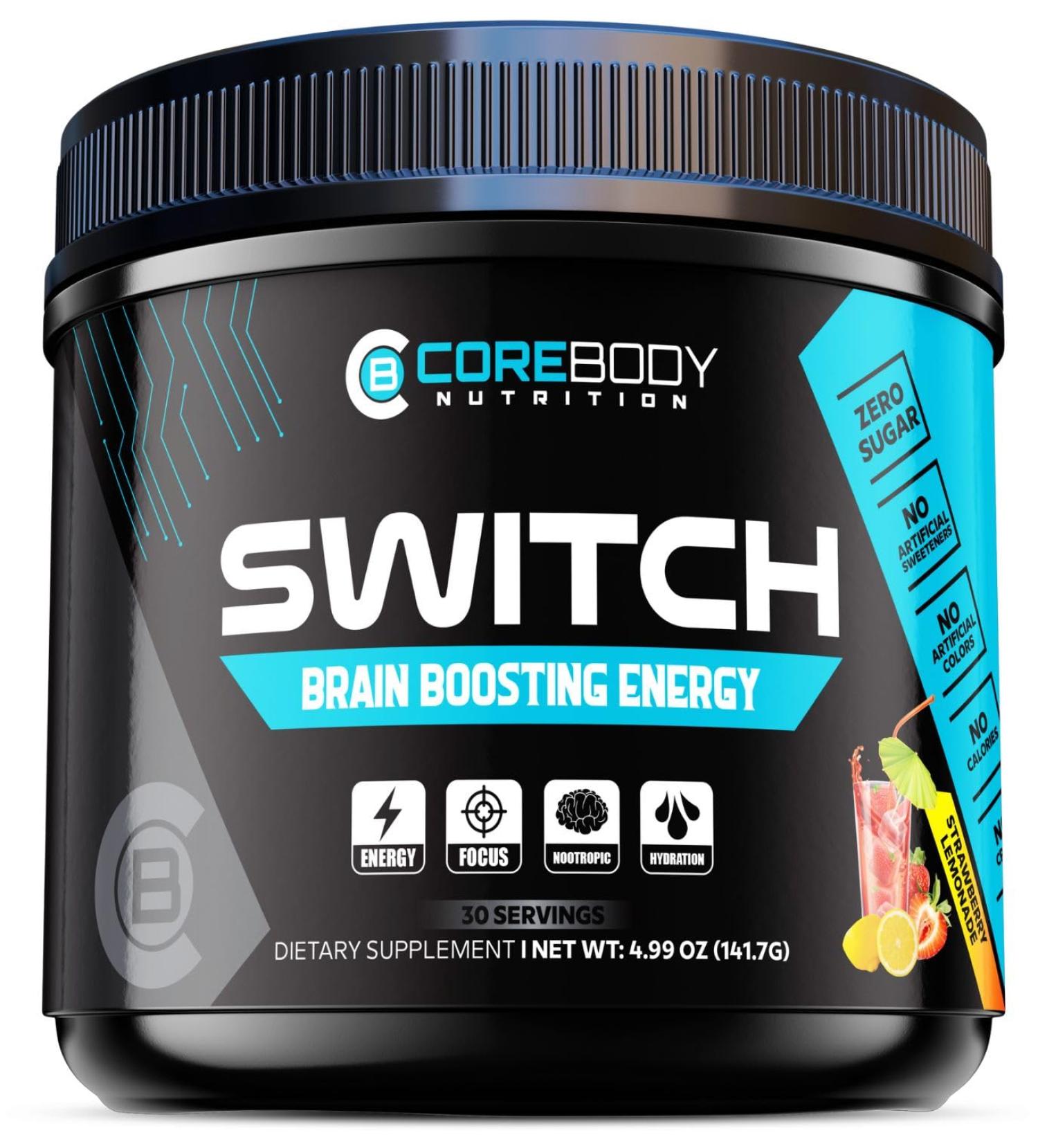 Buy Switch Brain Boosting Nootropic Energy Supplement - Enhance Focus Memory & Mood - Sugar Free Keto Strawberry Lemonade - Buy Online on GoSupps.com