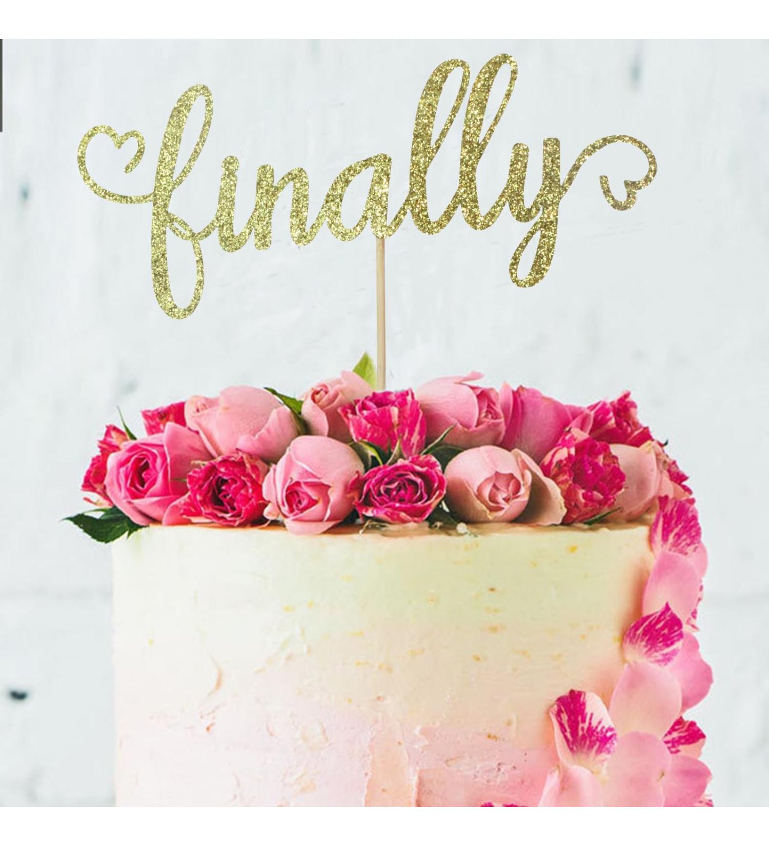zxyxka Gold Glitter Finally Cake Topper - Wedding Anniversary Cake Decoration Engagement Decoration Future Mr and Mrs Cute Bridal Shower/Bachelorette Party Supplies - Buy Online on GoSupps.com