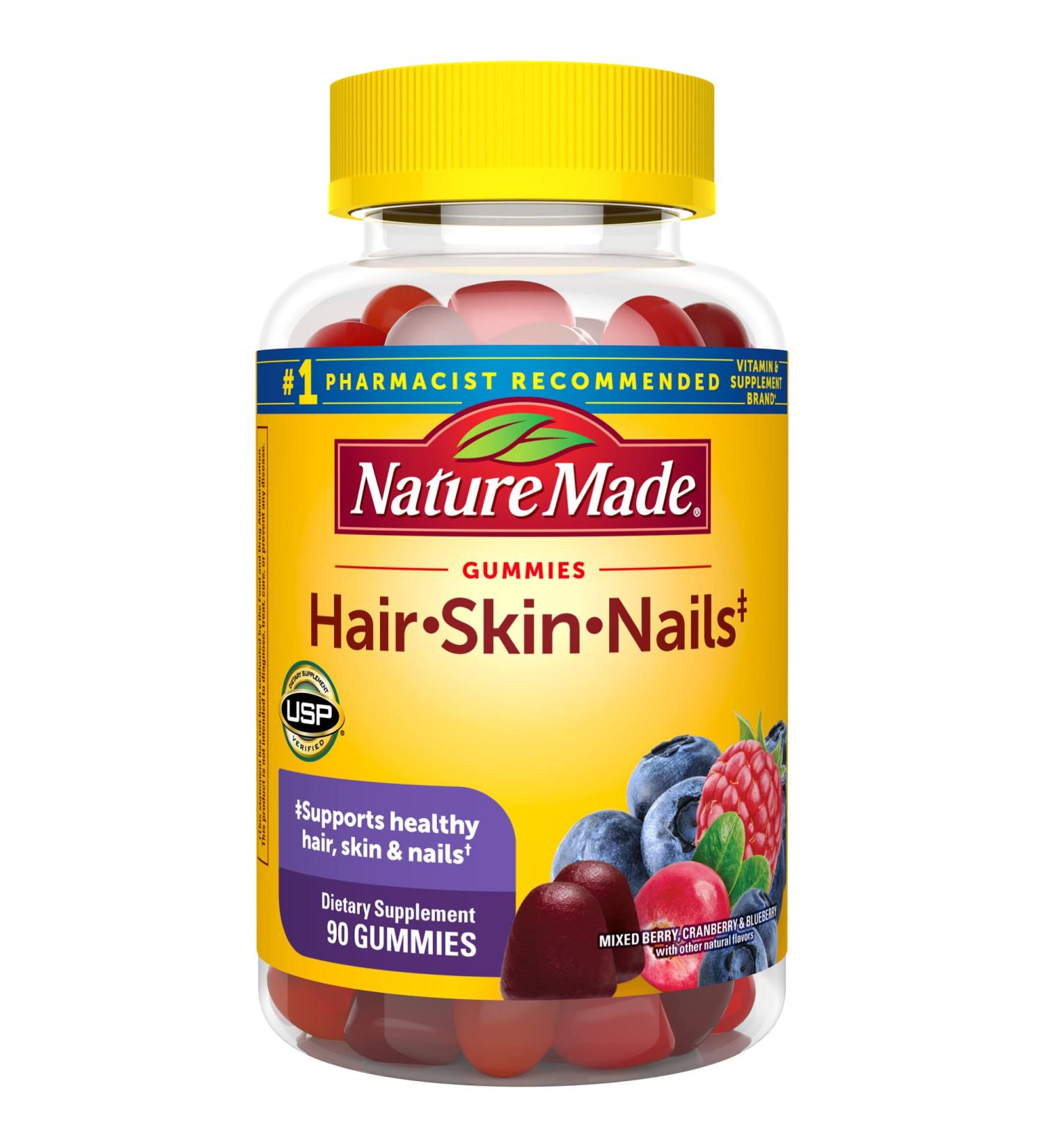 Nature Made Hair Skin and Nails with Biotin 2500 mcg - 90 Gummies, 45 Day Supply for Healthy Hair, Skin & Nails - Buy Online on GoSupps.com