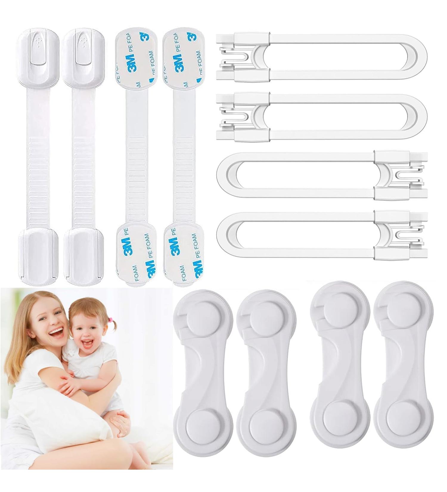 Cupboard Locks for Children 12Pcs Child Locks Adjustable Baby Cupboard Safety Locks for Cabinets Drawers Fridge Toilet Door - Buy Online on GoSupps.com