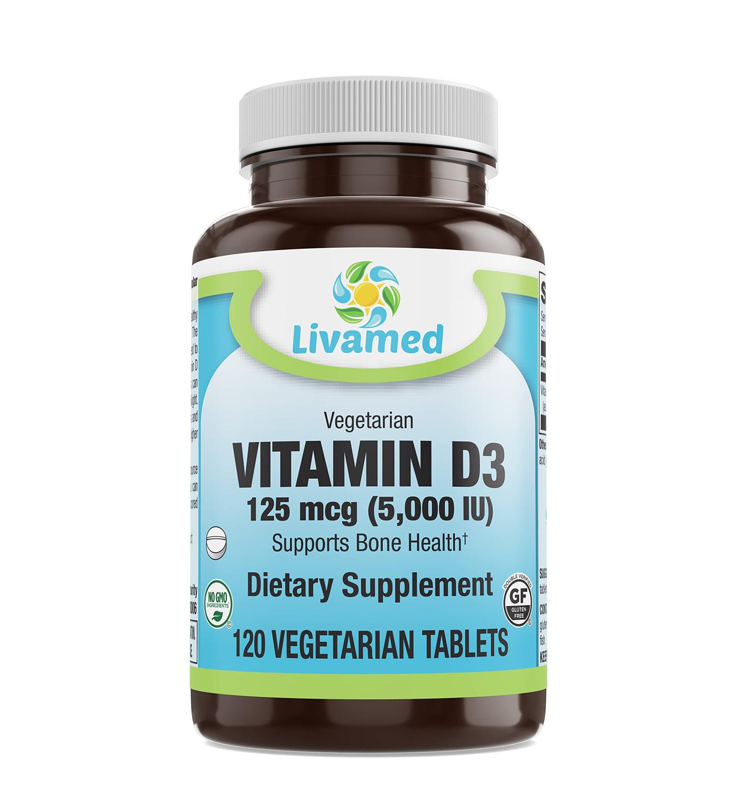 Livamed - Vitamin D3 5 000 IU Veg Tabs 120 Count - Buy Online on GoSupps.com