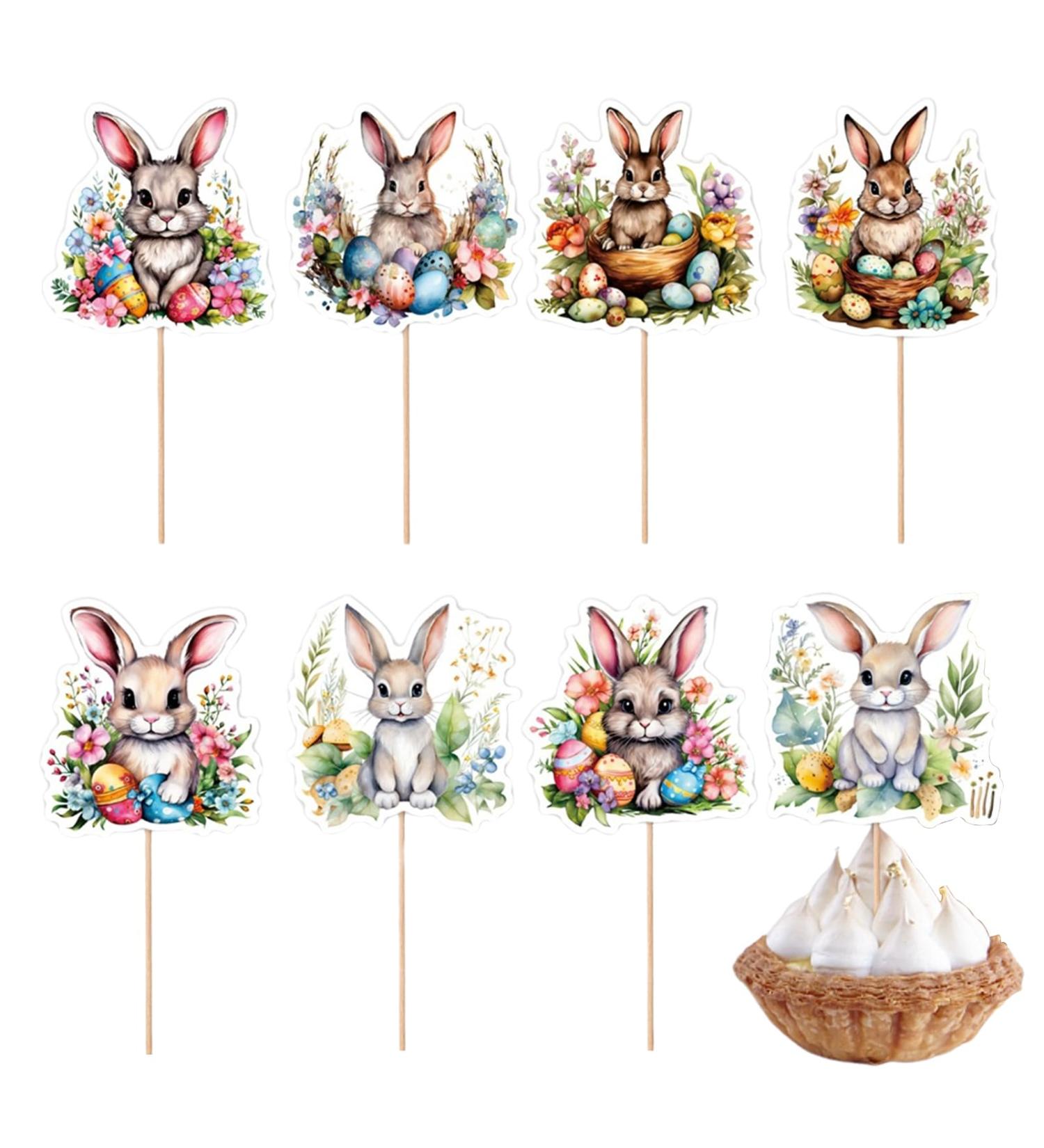 Cupcakes Rabbit Toppers Wafer Rice Paper Cake Toppers Easter Bunny Cupcake Toppers Cake Insert Bunny Decoration Happy Easter Bunnies Dessert Toppers Decoration - Buy Online on GoSupps.com