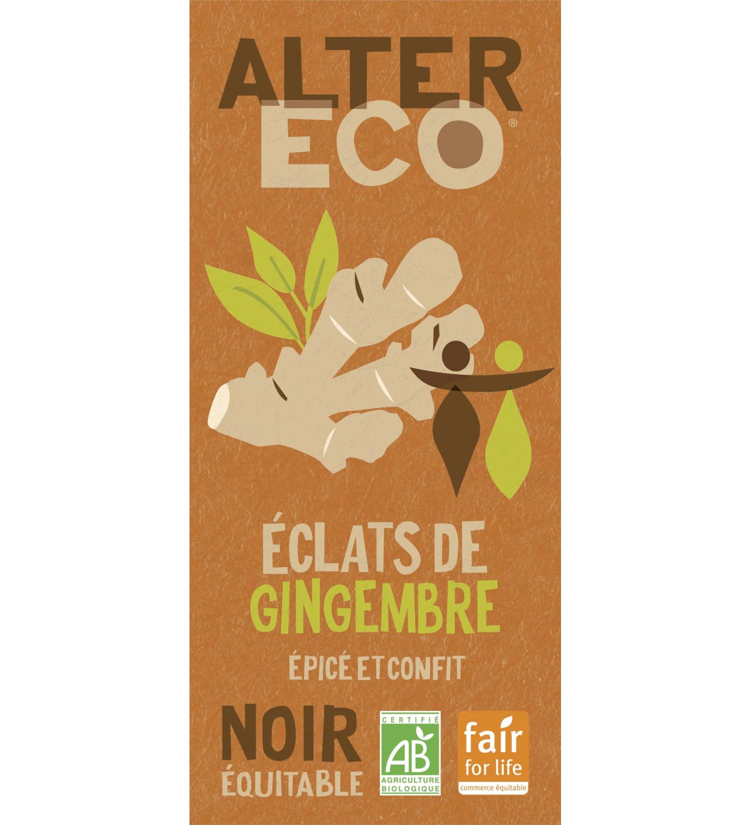  ALTER ECO ALTER ECO - Dark Chocolate Ginger Sparkles Tablet - Organic & Fair - Origin Ecuador - 100 g - Buy Online on GoSupps.com