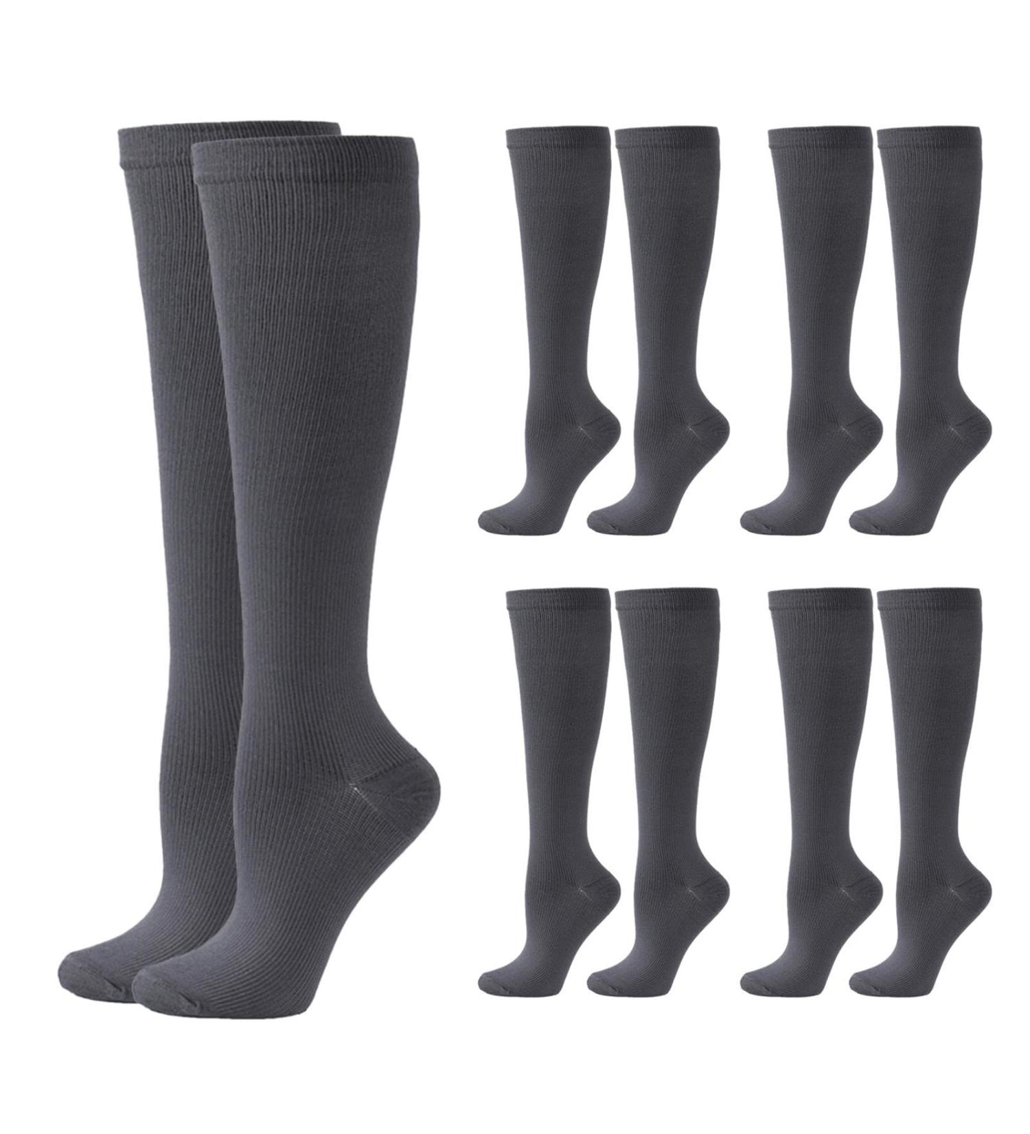 Rixotix Knee Socks for Men & Women - Compression Support Stockings Cotton Breathable Long Socks in Gray (Size 34-39) - Comfortable & Stylish - Buy Online on GoSupps.com