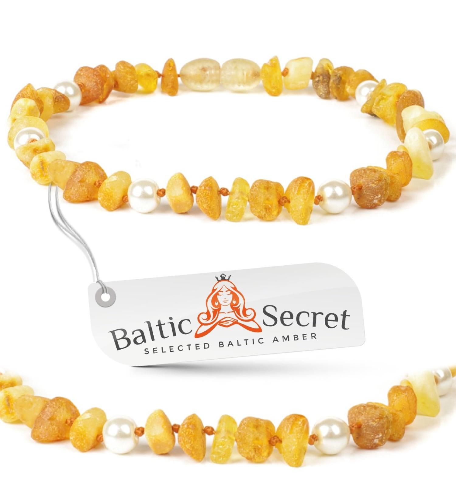 Buy Baltic Amber Dog Necklace & Collar - Natural Tick Protection for Dogs & Cats - 24cm Amber for Pets with Pearls - Buy Online on GoSupps.com