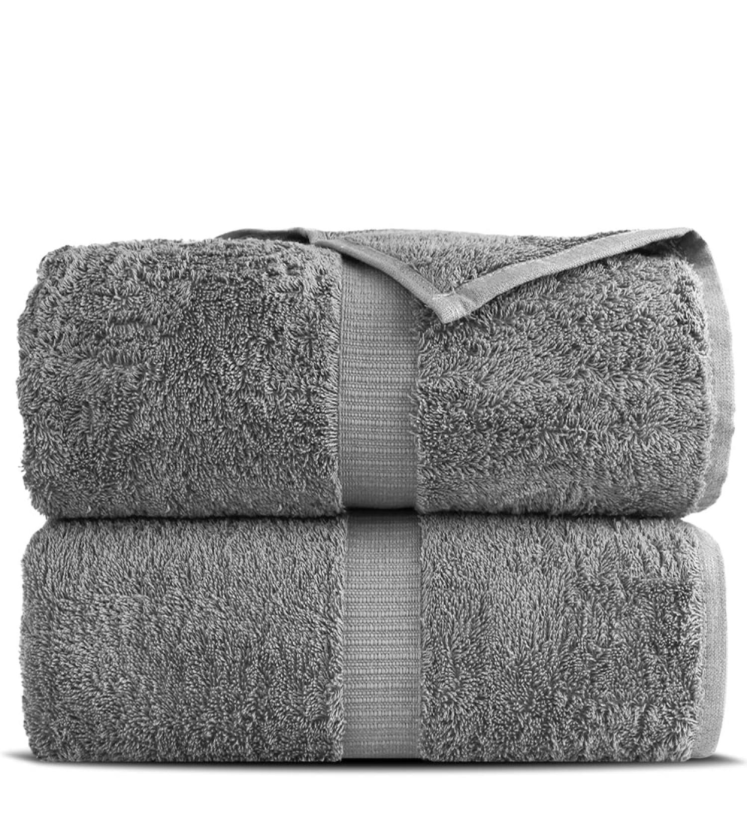 Towel Bazaar Premium Turkish Cotton 2-Piece Bath Sheet Towel Set - Super Soft & Absorbent - Gray - 35'' x 70 - Buy Online on GoSupps.com