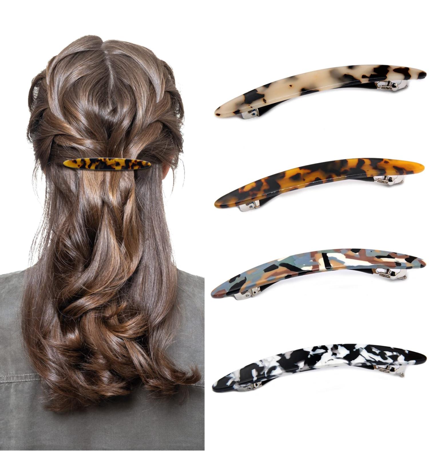 XIWIMISID Hair Barrettes for Women - Large No Slip Hair Clips with Automatic Clasp (4 Pieces, Style 3) - Buy Online on GoSupps.com