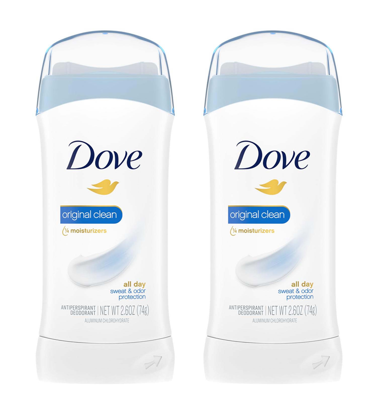 Dove Invisible Solid Antiperspirant Deodorant Stick for Women Original Clean For All Day Underarm Sweat and Odor Protection 2.6 oz 2 Count 5.2 Ounce (Pack of 1) Original - Buy Online on GoSupps.com